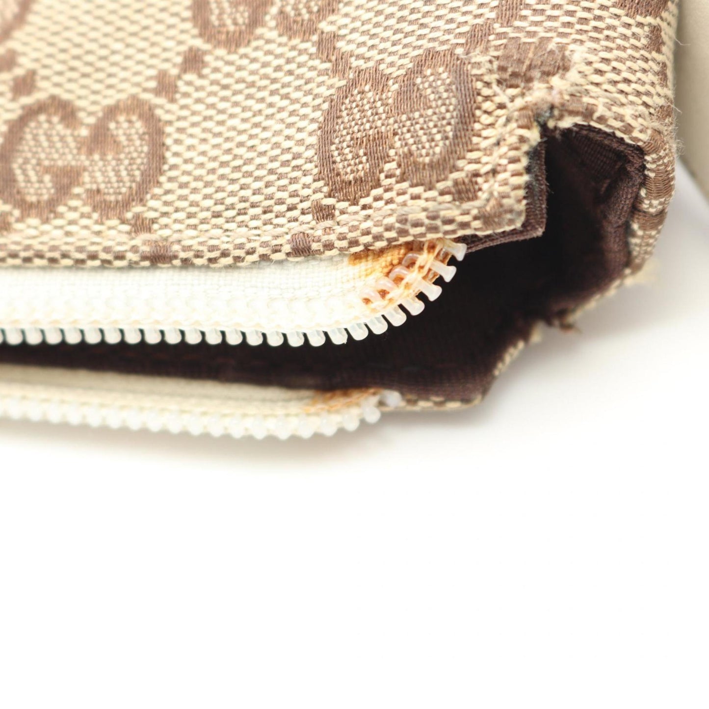 Gucci Beige White Gg Canvas Leather Shoulder Bag ( )