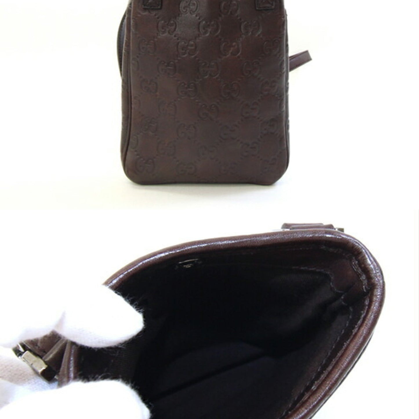 Gucci Dark Brown Leather Pochette Shoulder Bag ( )