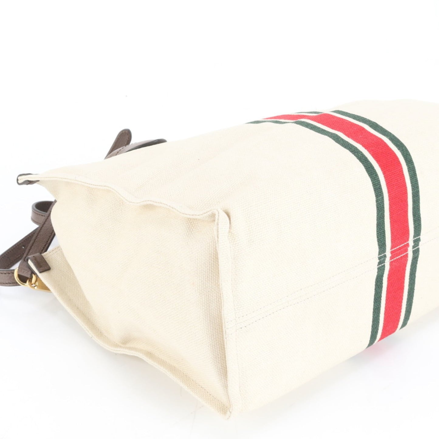 Gucci Ivory Leather Canvas Tote Bag ( )