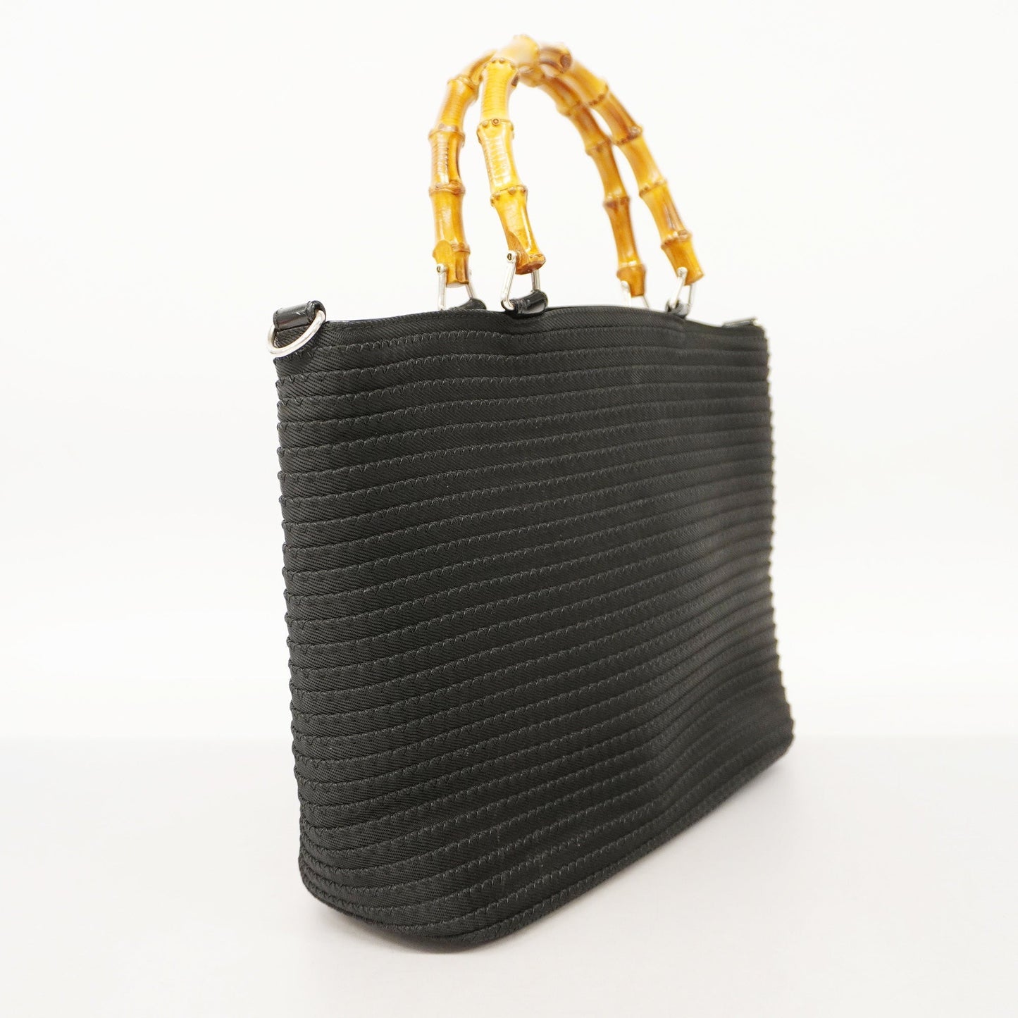 GUCCI Auth  Bamboo Tote Bag 000 1998 0540 Women's Canvas Black