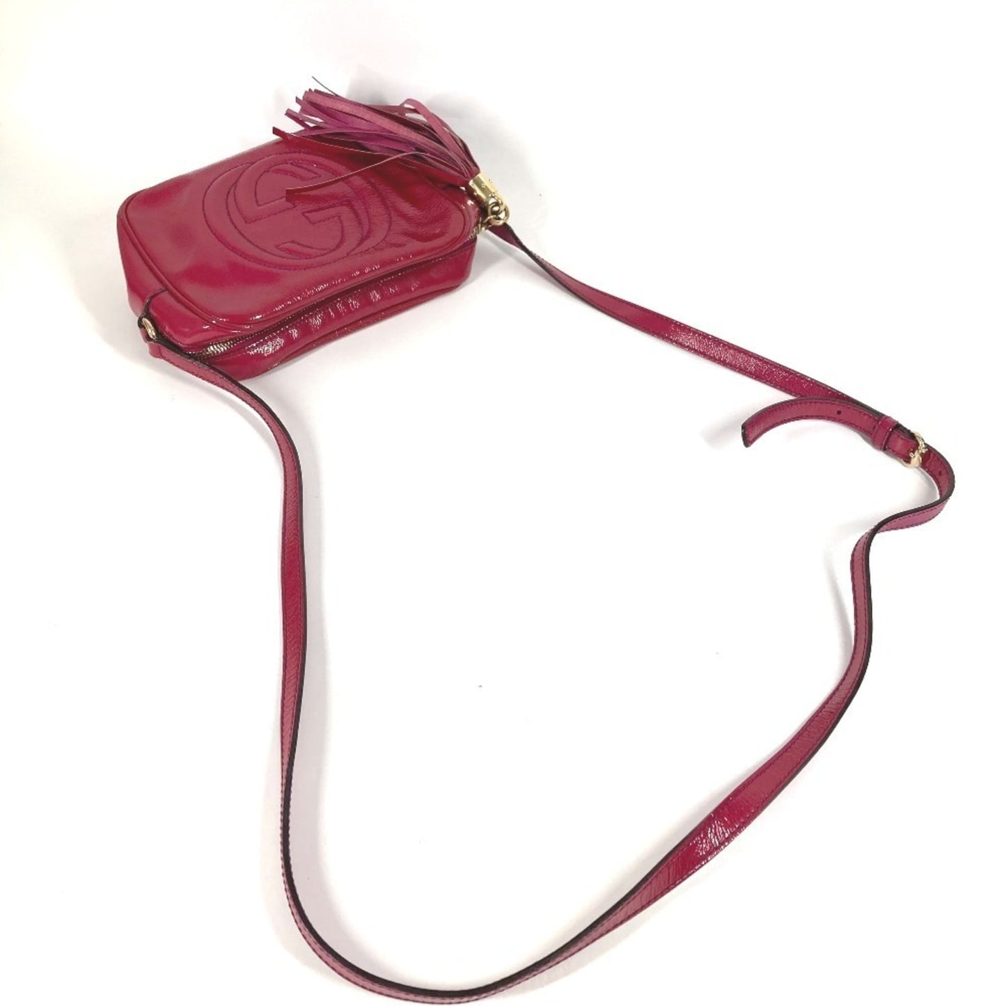 Gucci Soho Purple Patent Leather Pochette Shoulder Bag ( )