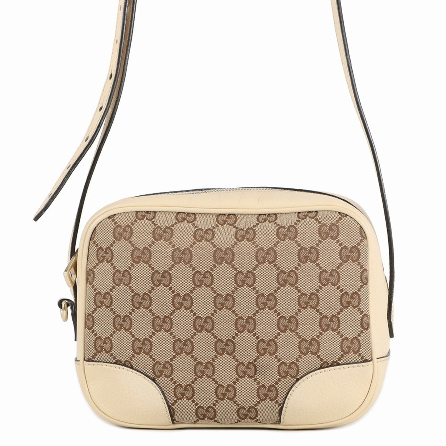 Gucci Gg Canvas Ivory Gg Canvas Leather Shoulder Bag ( )