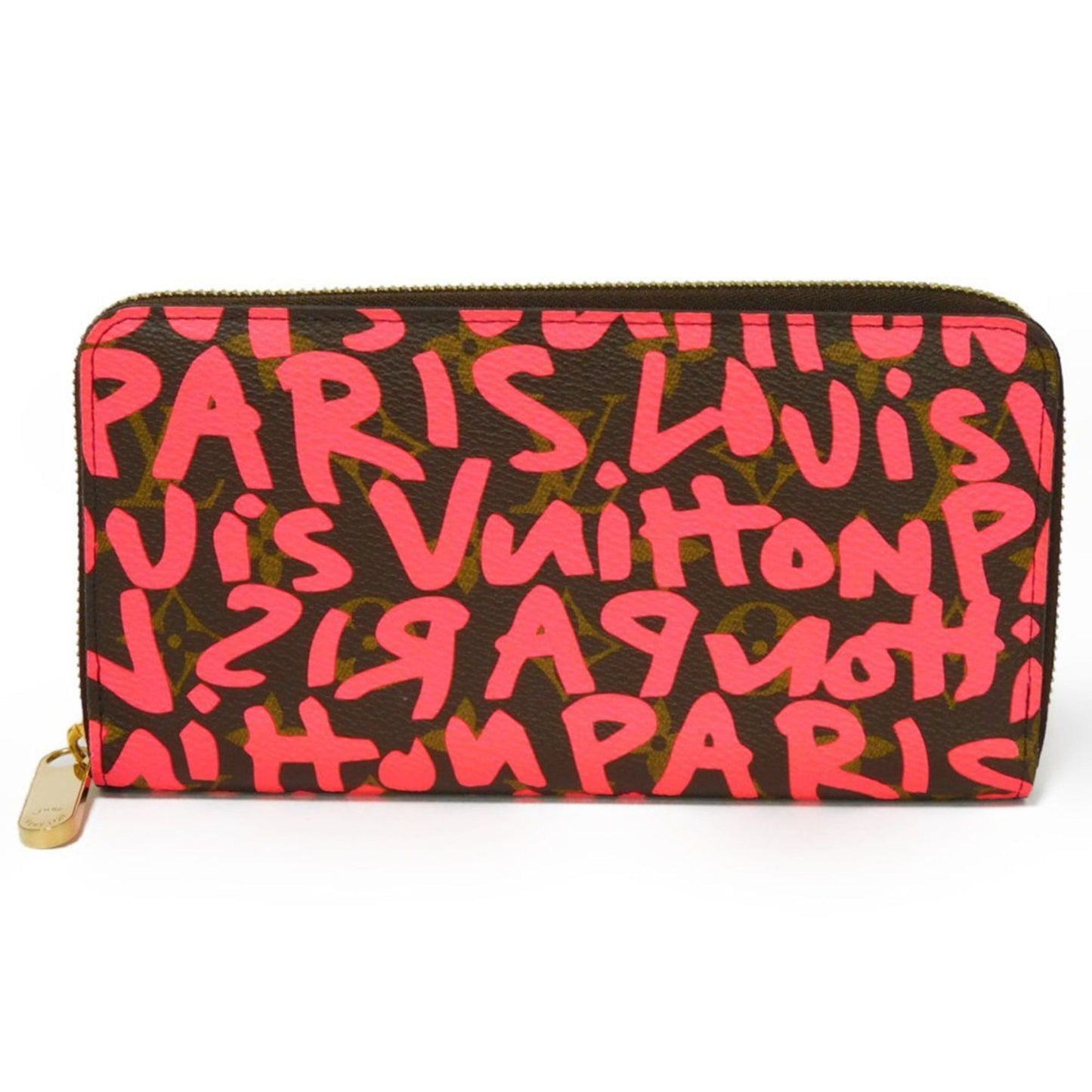 LOUIS VUITTON Long Wallet Zippy Maron Fluorescent Pink Old Model Round Zipper Monogram Graffiti Fuchsia M93710 Men's Women's