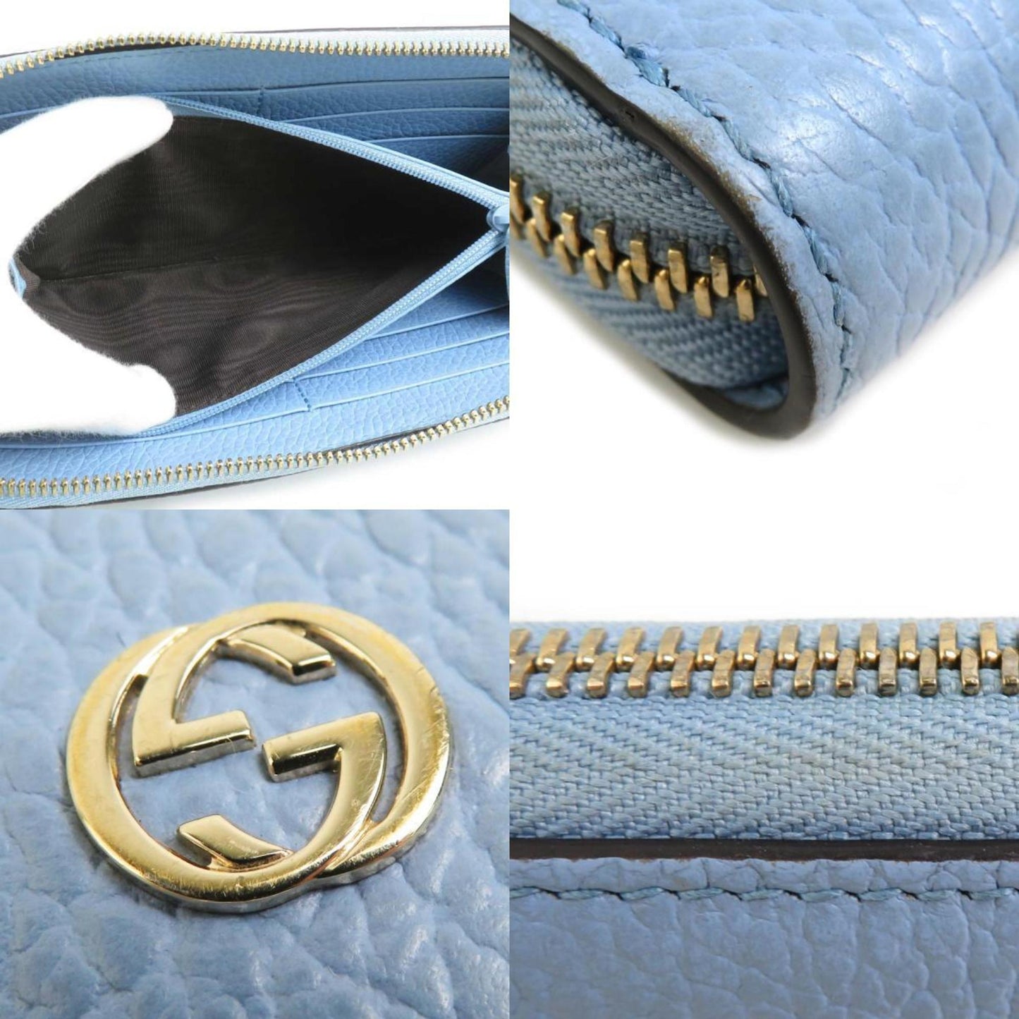 Gucci Light Blue Leather Long Wallet (Bi-Fold) ( )