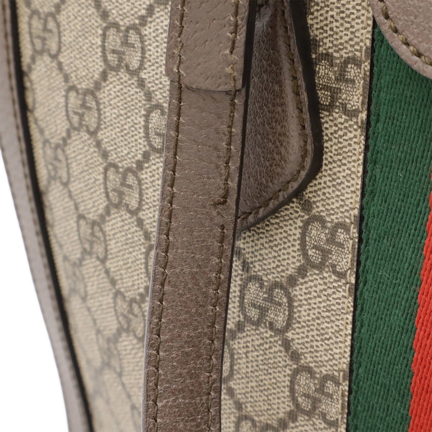 Gucci Beige Brown Green Red Color Pvc Leather Handbag Shoulder Bag Tote Bag ( )