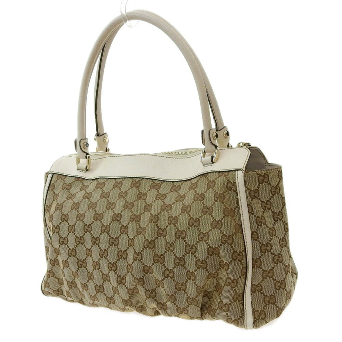 Gucci Brown Leather Canvas Tote Style 44