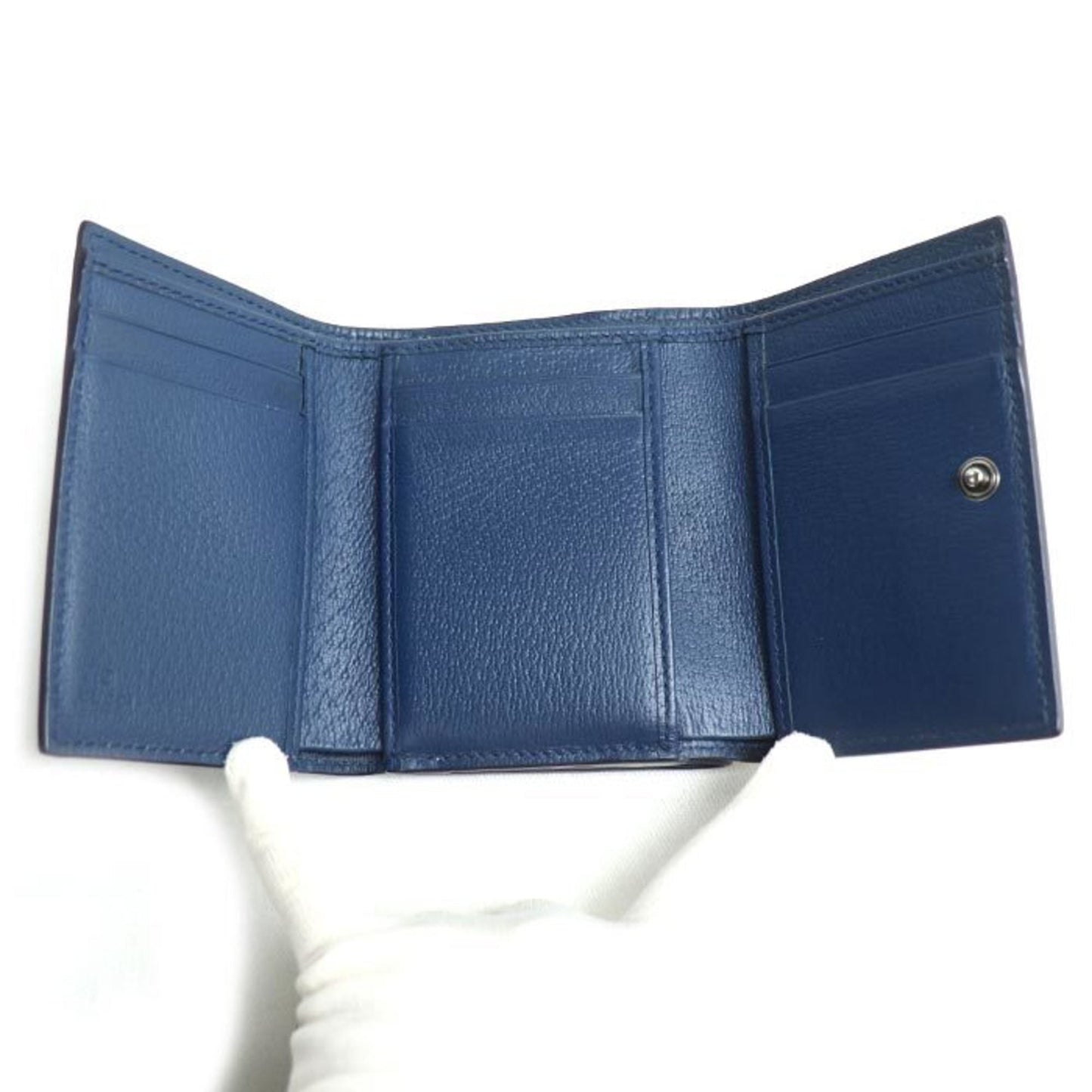 Gucci Beige Blue Gg Supreme Wallet (Tri-Fold) ( )