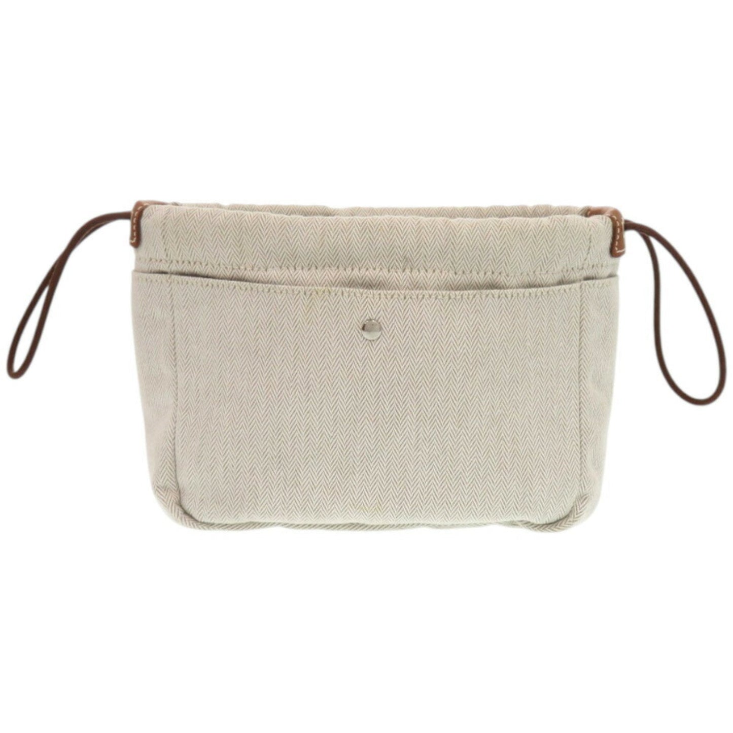 Hermes Natural Toile Chevron Barenia Leather Pouch ( )