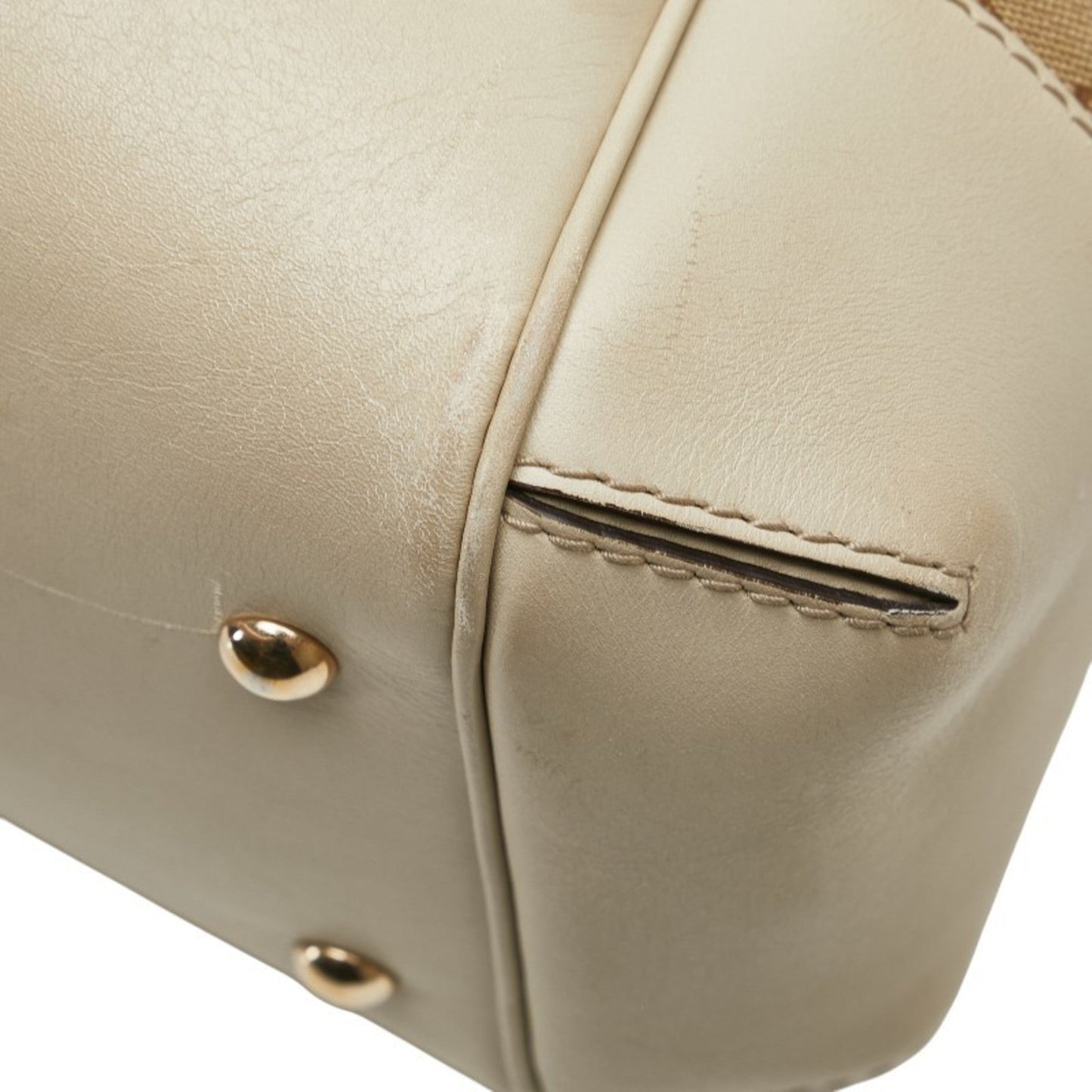 Gucci Gg Canvas Beige Gg Canvas Leather Shoulder Bag Tote Bag ( )