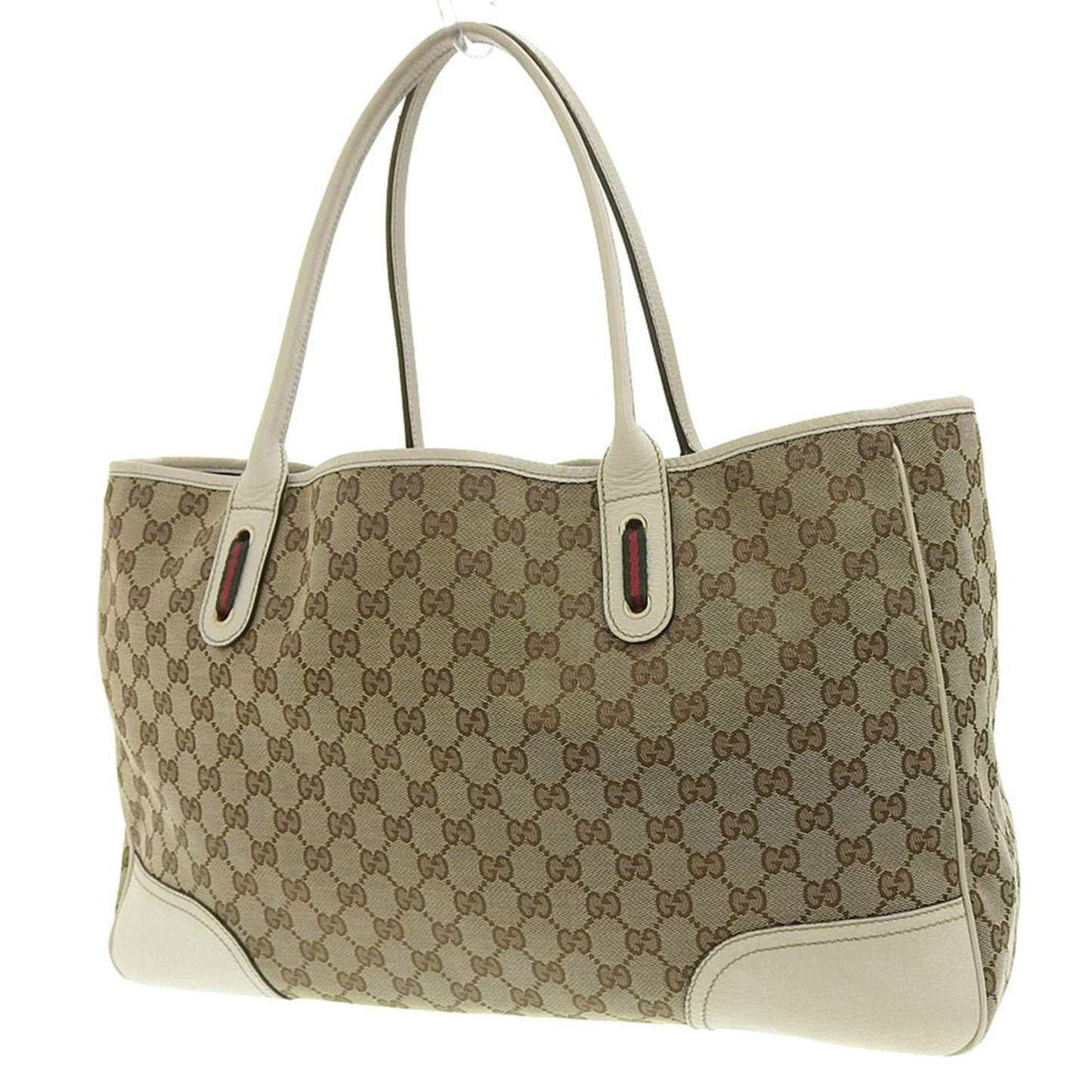 Gucci Sherry Line Brown Leather Canvas Tote
