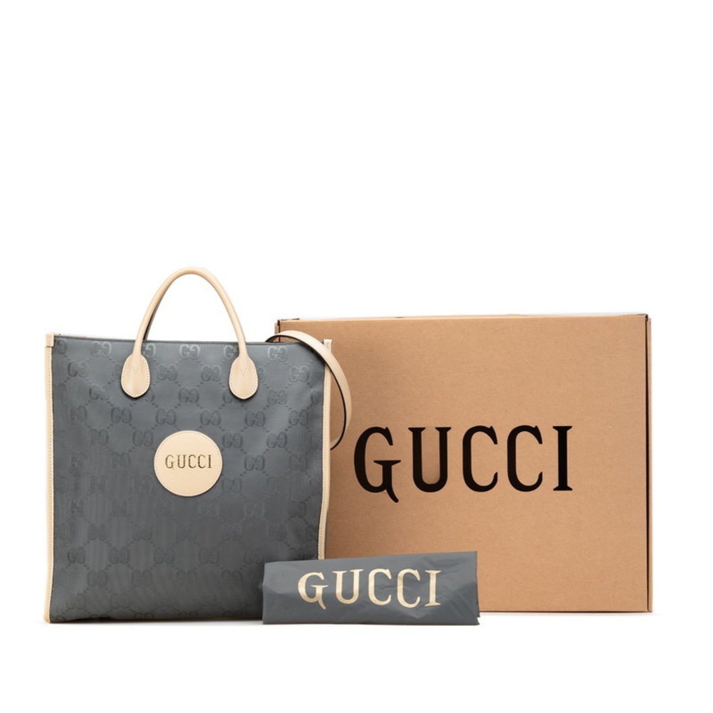 Gucci Beige Gray Nylon Leather Handbag Shoulder Bag ( )