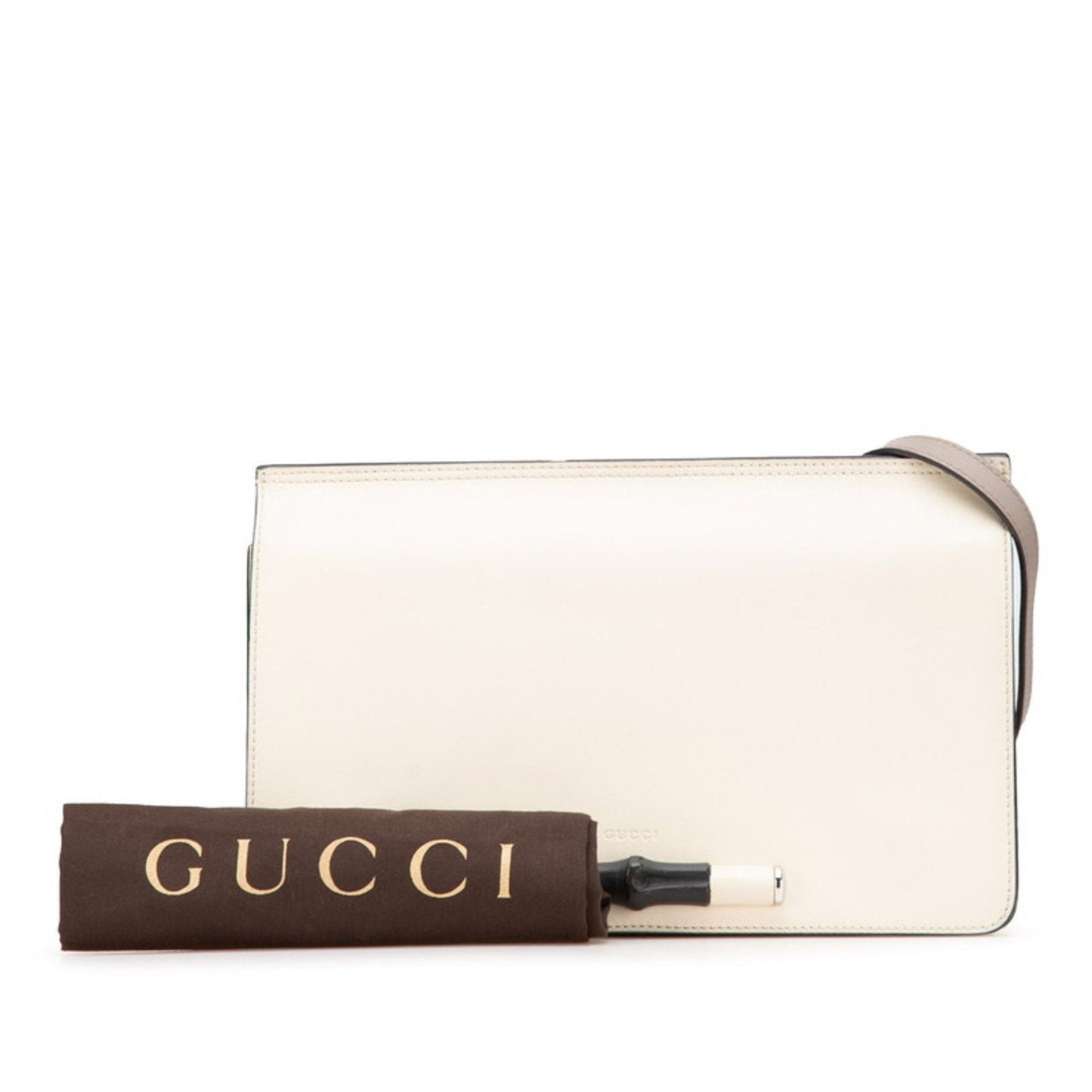 Gucci Gray White Leather Shoulder Bag ( )