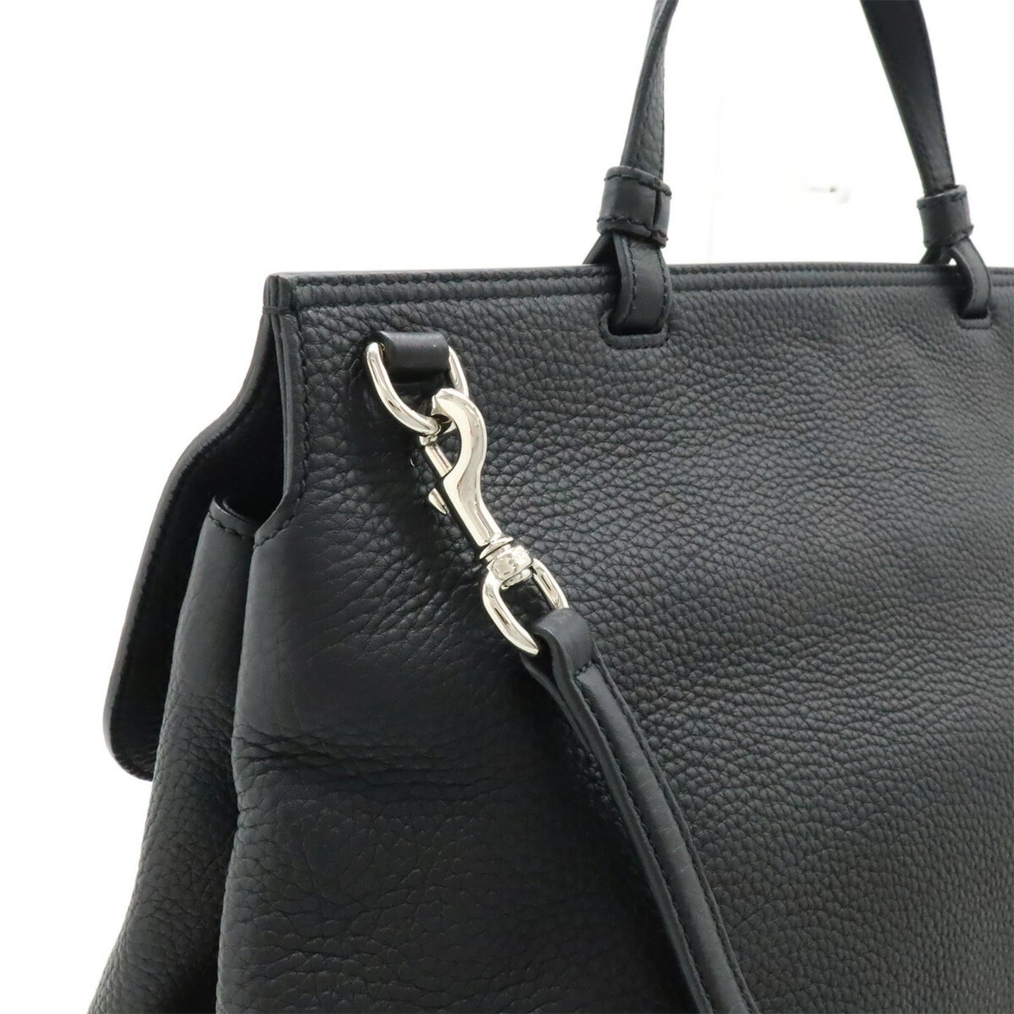 Gucci Black Bamboo Leather Handbag Shoulder Bag ( )