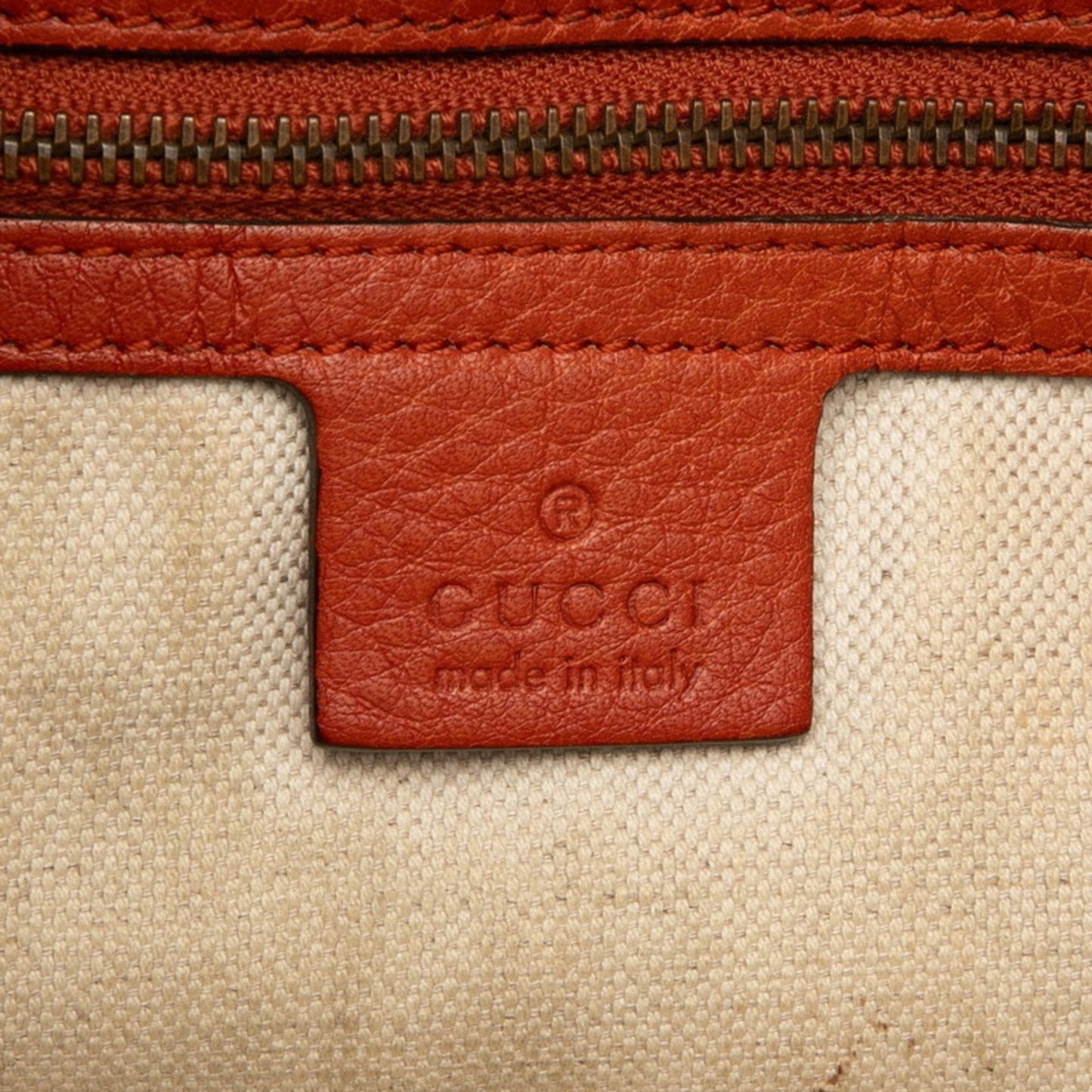Gucci Brown Red Color Leather Shoulder Bag Tote Bag ( )