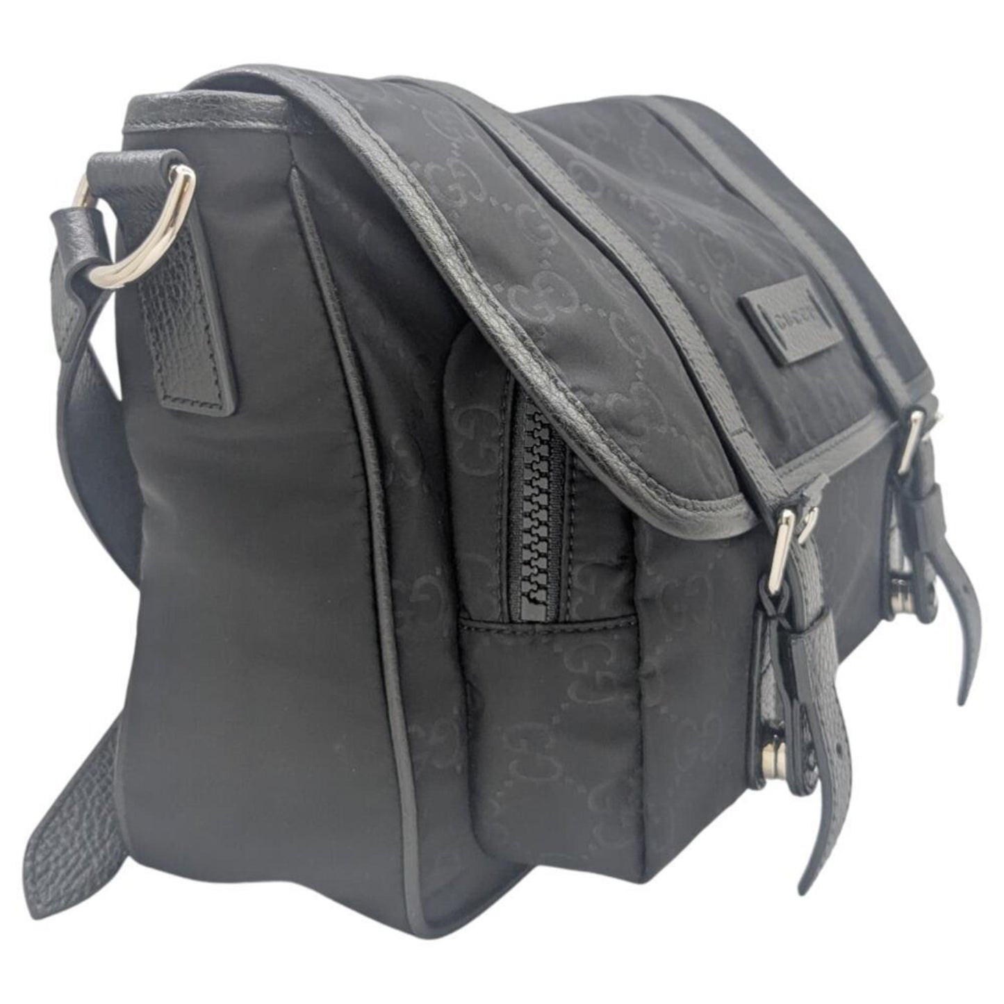 Gucci Black Nylon Leather Shoulder Bag ( )