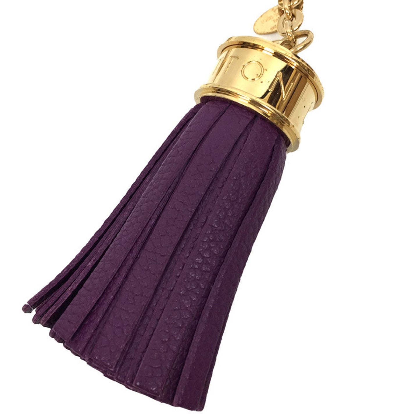 LOUIS VUITTON Bag Charm Pom M65124 Tassel Ribbon Keychain Gold x Purple Wallet Small