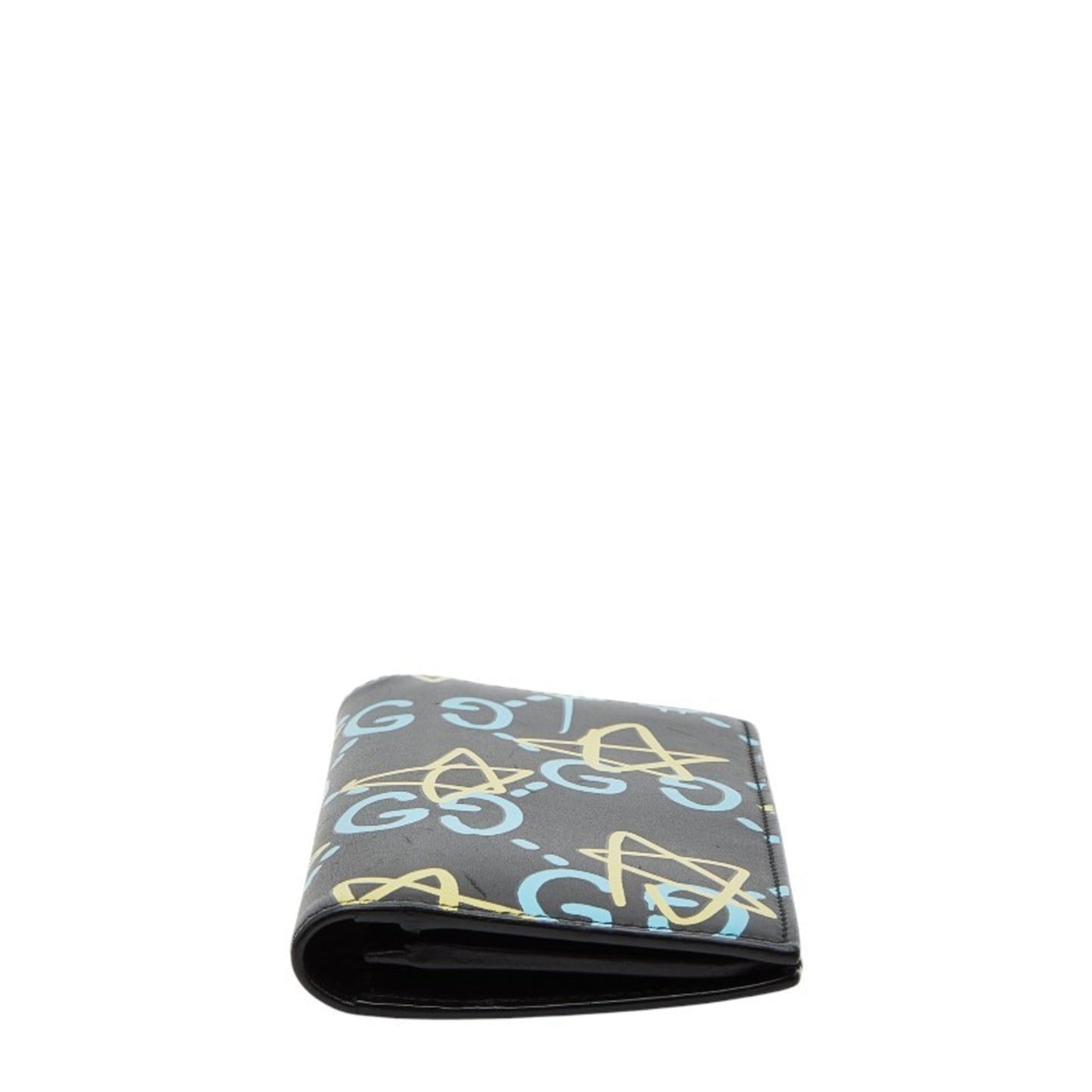Gucci Black Blue Yellow Leather Long Wallet (Bi-Fold) ( )