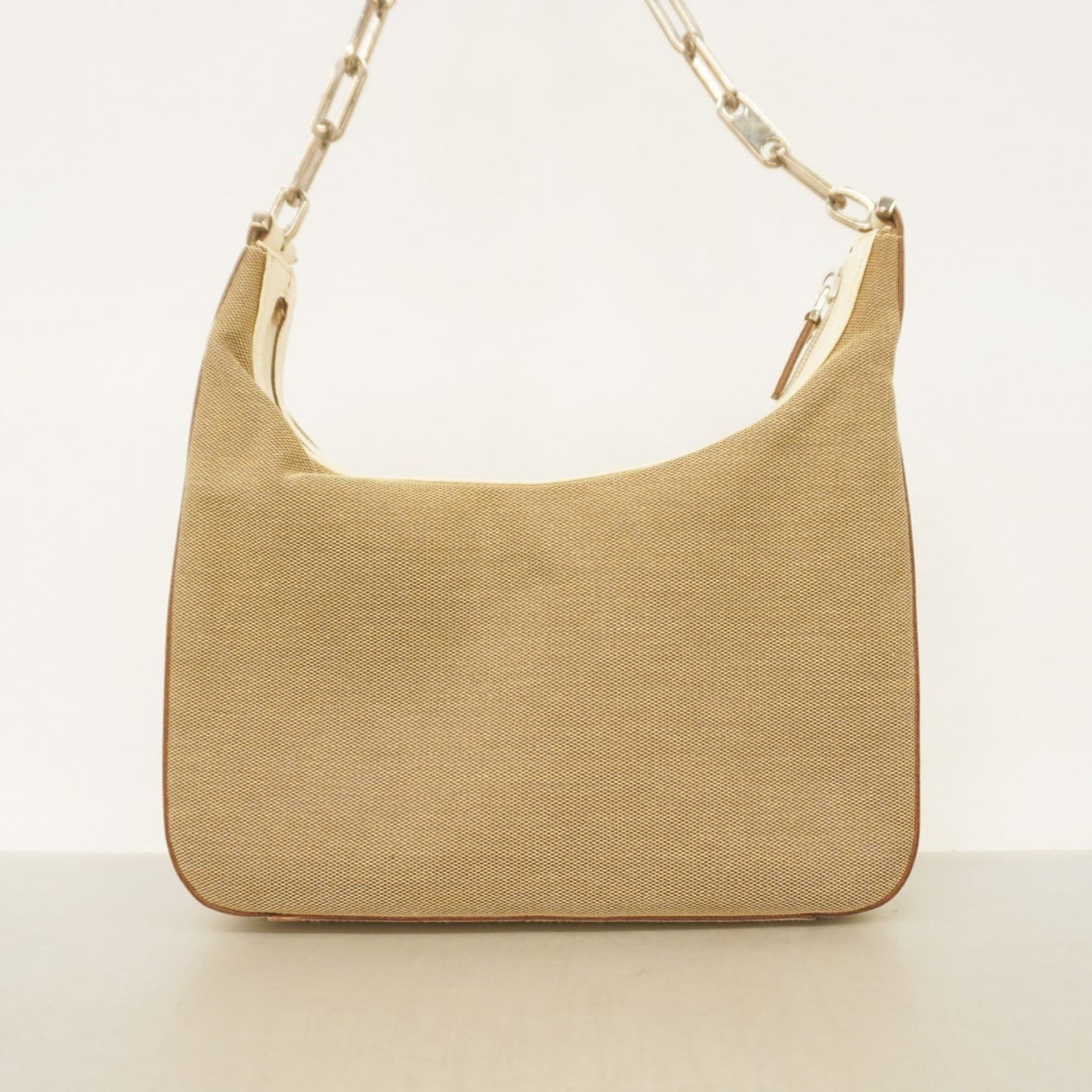 Gucci Beige White Canvas Shoulder Bag ( )