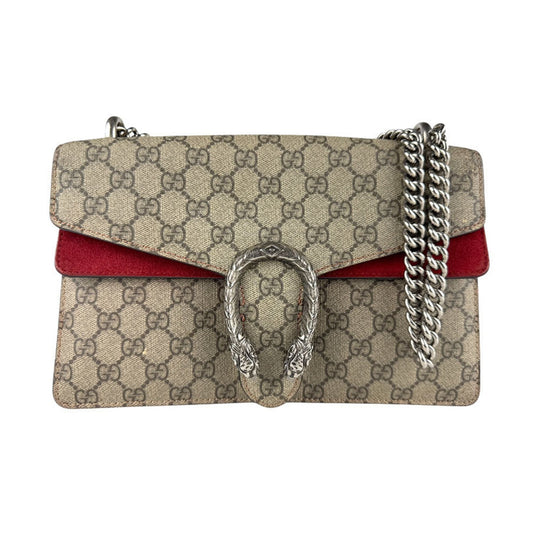Gucci Brown Red Color Gg Supreme Shoulder Bag ( )