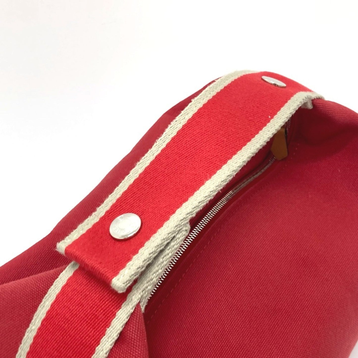 Hermes Red Color Canvas Handbag Shoulder Bag Vanity Bag ( )