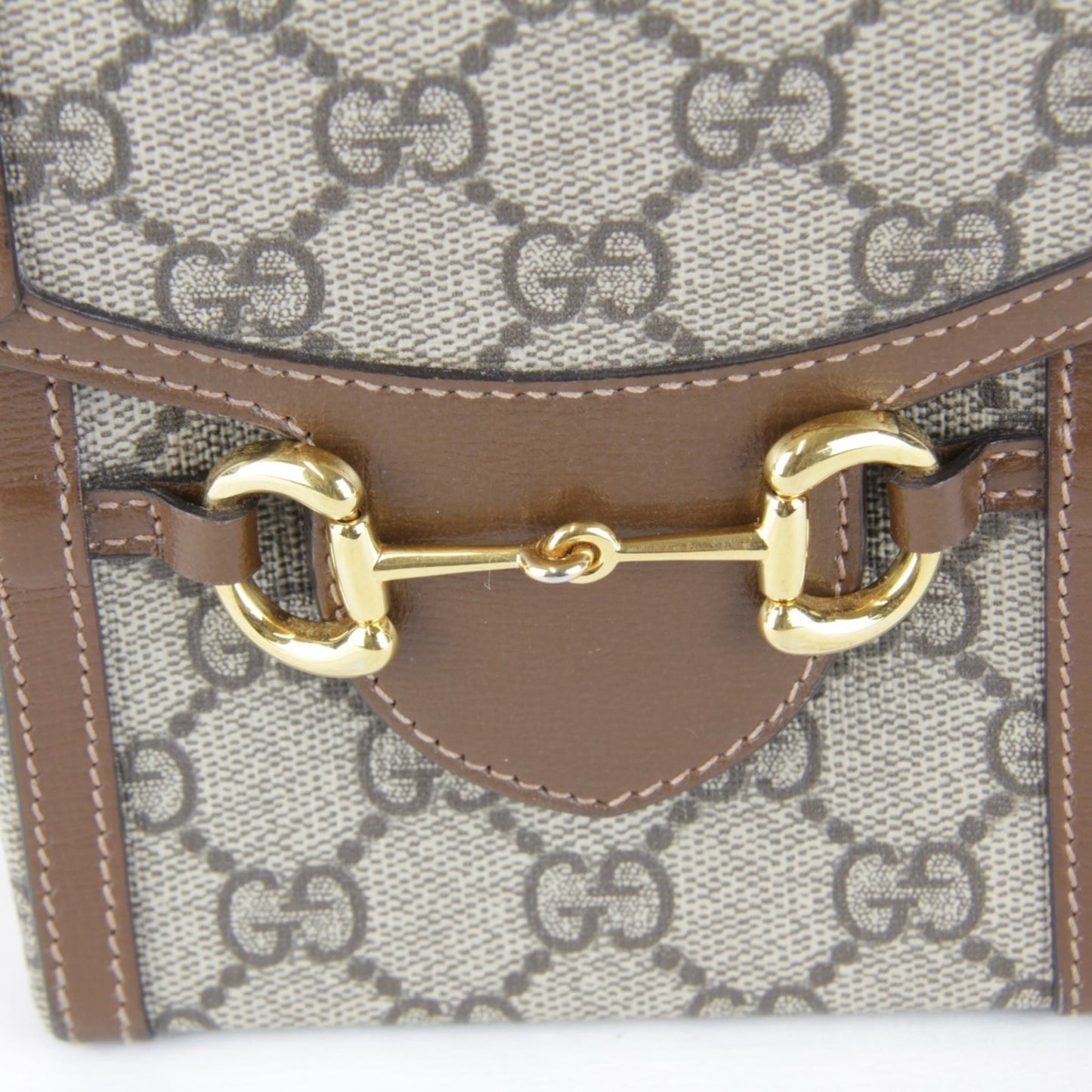 Gucci Horsebit Brown Gg Supreme Leather Shoulder Bag ( )