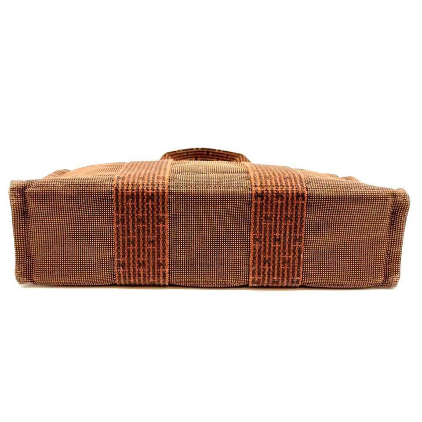 Hermes Her Line Brown Canvas Handbag Tote Bag ( )