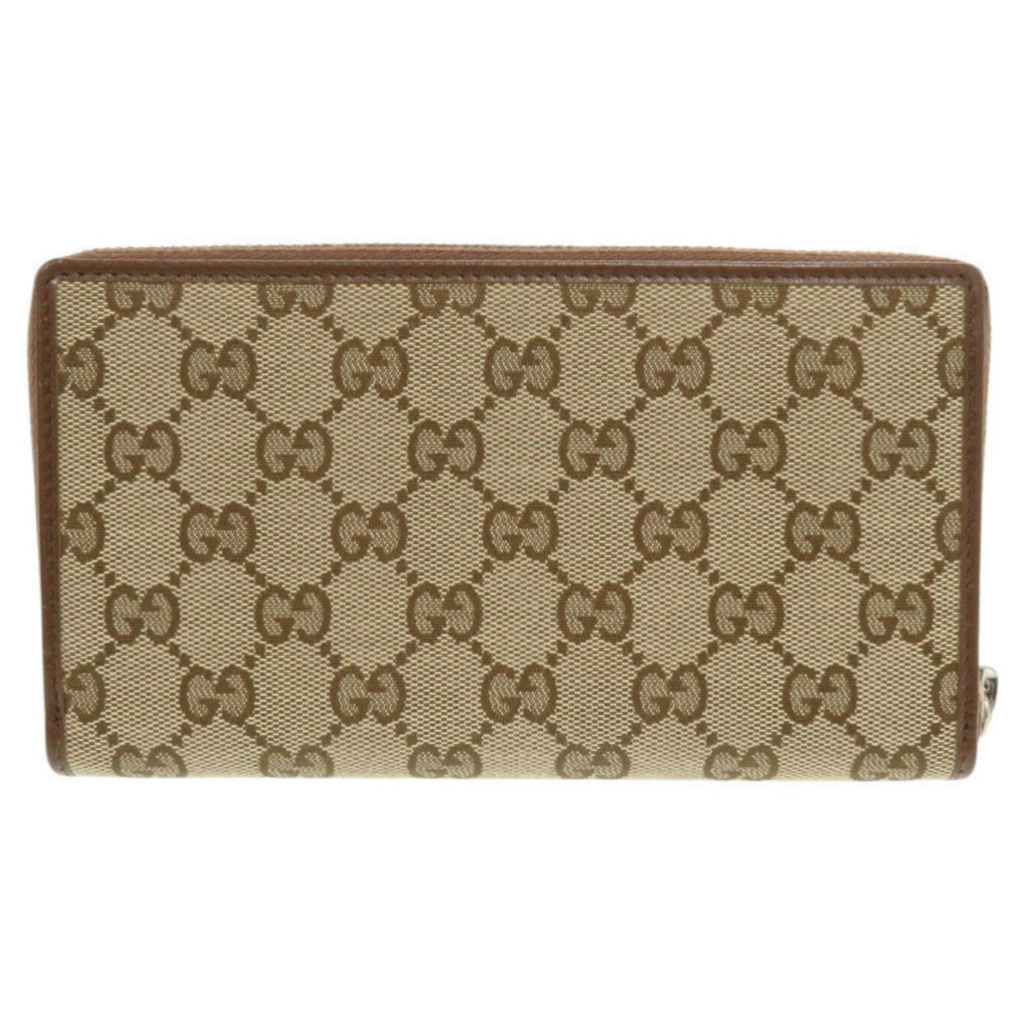 Gucci Beige Brown Gg Canvas Leather Long Wallet (Bi-Fold) ( )
