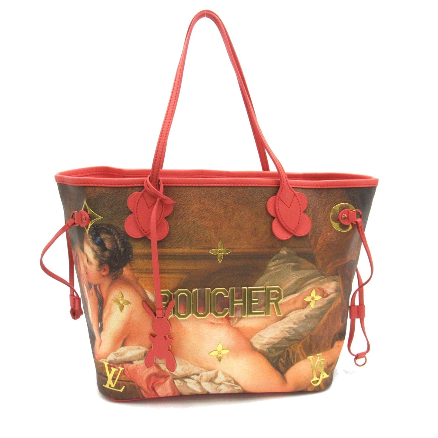 LOUIS VUITTON Boucher Neverfull MM Pink Brown Masters collection PVC coated canvas Tote