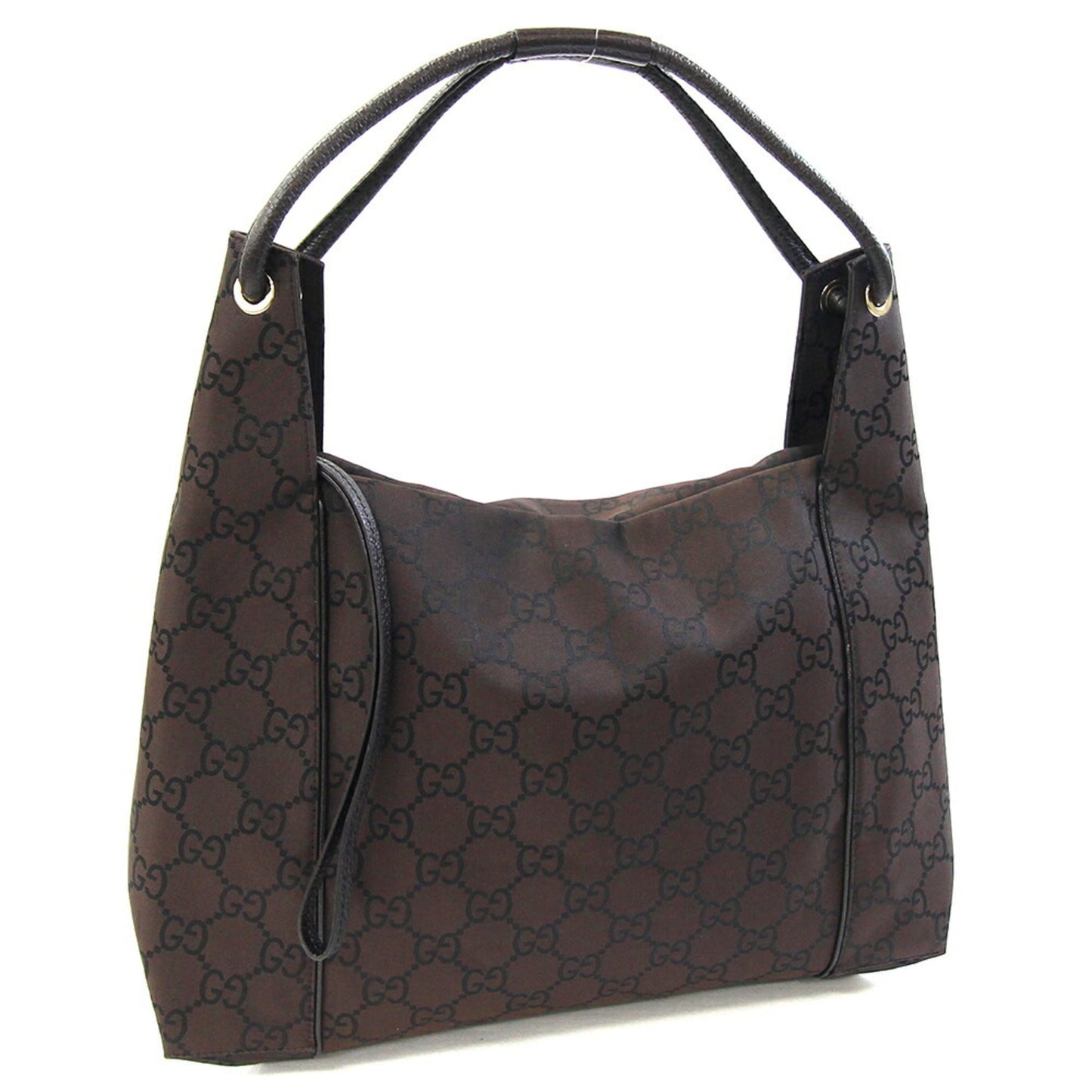 Gucci Dark Brown Nylon Leather Shoulder Bag ( )