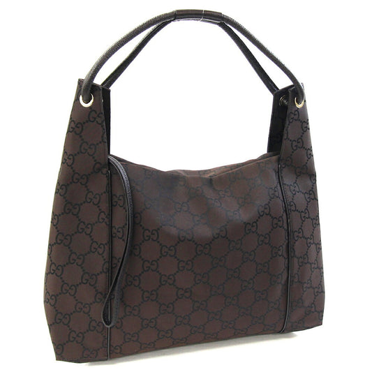 Gucci Dark Brown Nylon Leather Shoulder Bag ( )