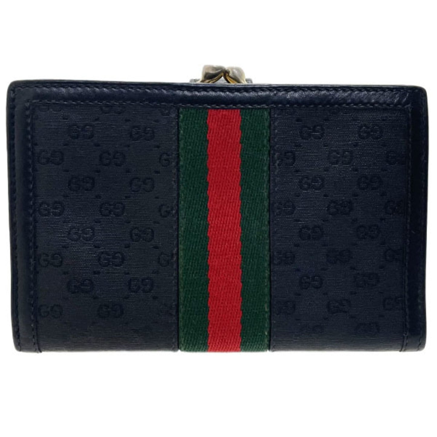 Gucci Black Green Red Color Pvc Leather Middle Wallet (Bi-Fold) ( )