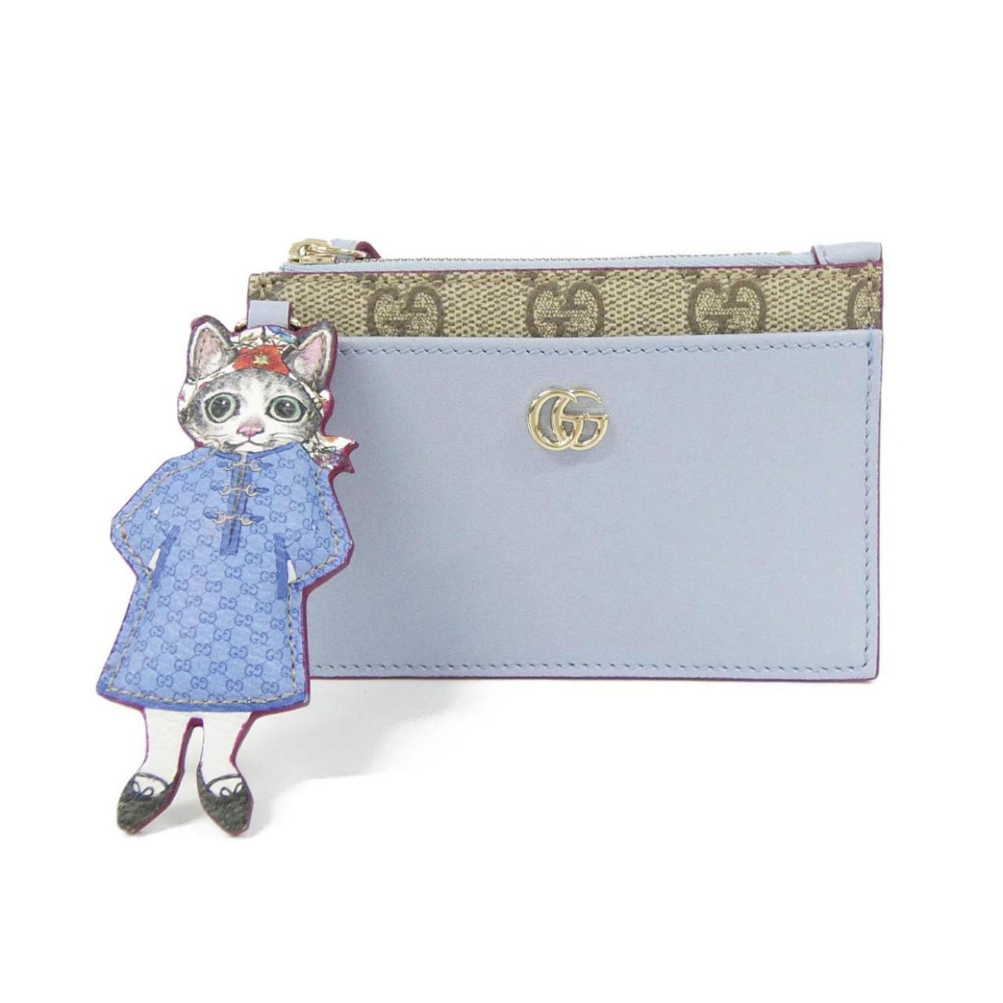 Gucci Light Blue Gg Supreme Canvas Leather Coin Purse/Coin Case ( )