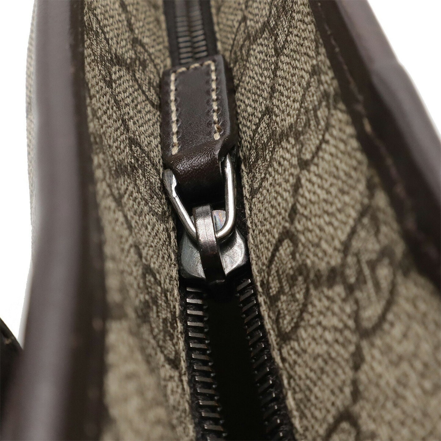 Gucci Gg Plus Beige Dark Brown Pvc Leather Shoulder Bag Tote Bag ( )