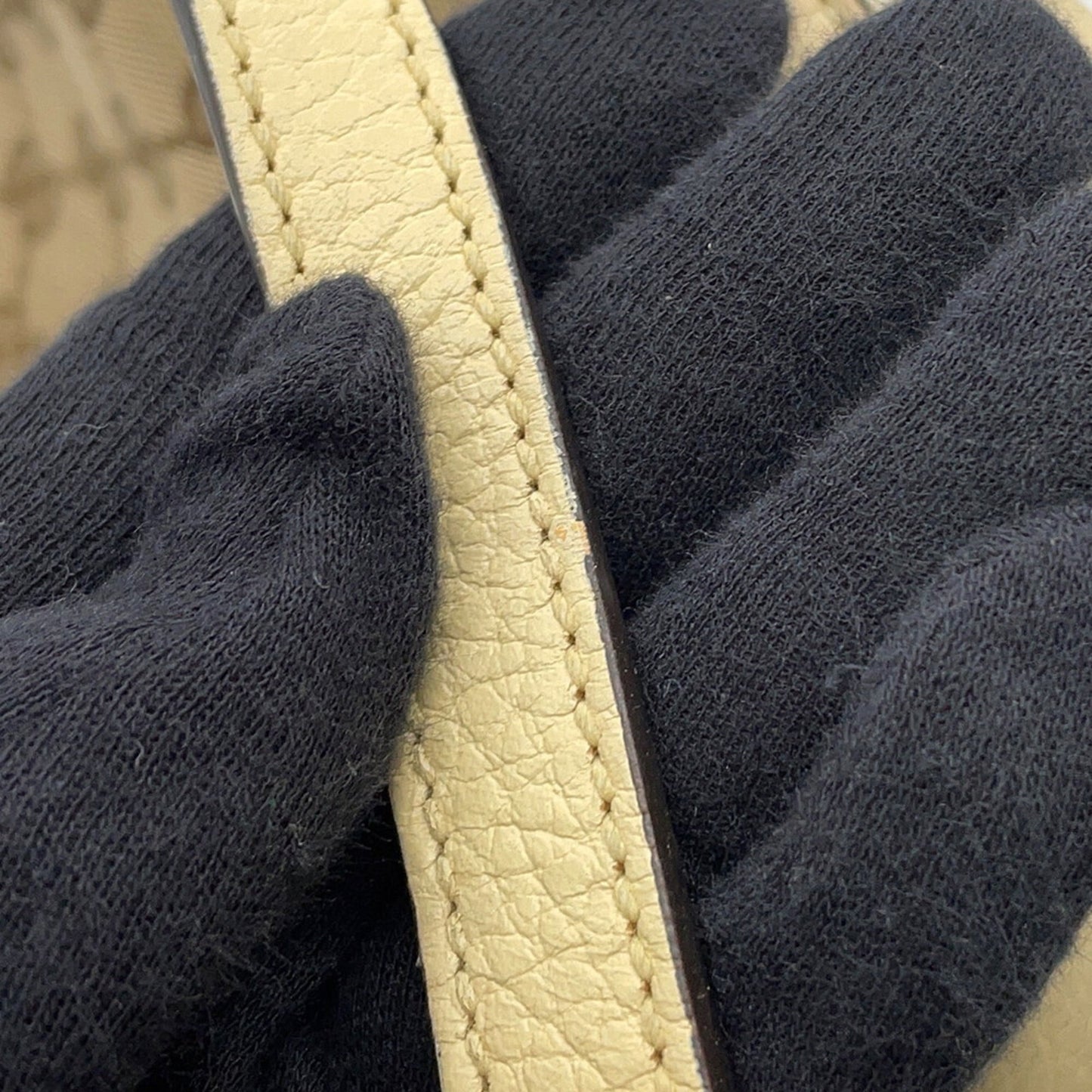 Gucci Gg Canvas Ivory Gg Canvas Leather Shoulder Bag ( )