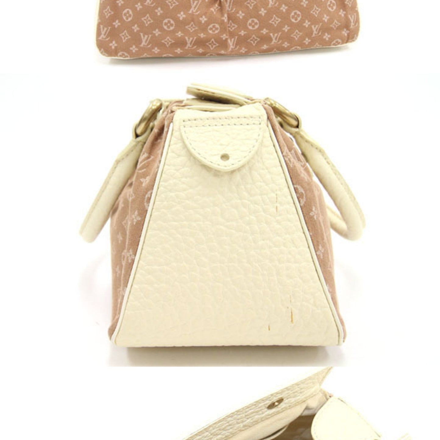 Louis Vuitton Handbag Monogram Mini Run Trapeze PM Camel Canvas Leather Ladies