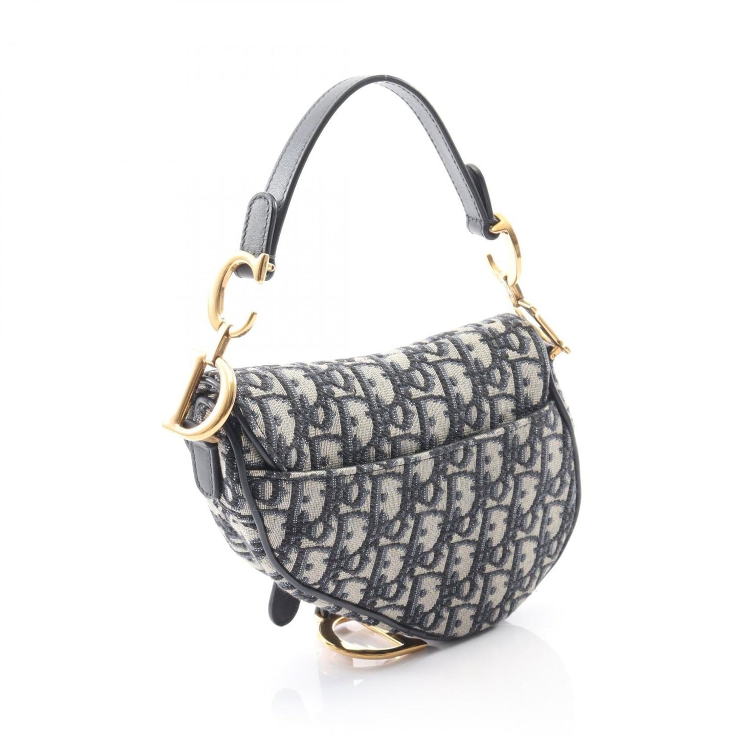 Christian Dior Beige Navy Canvas Leather Handbag ()