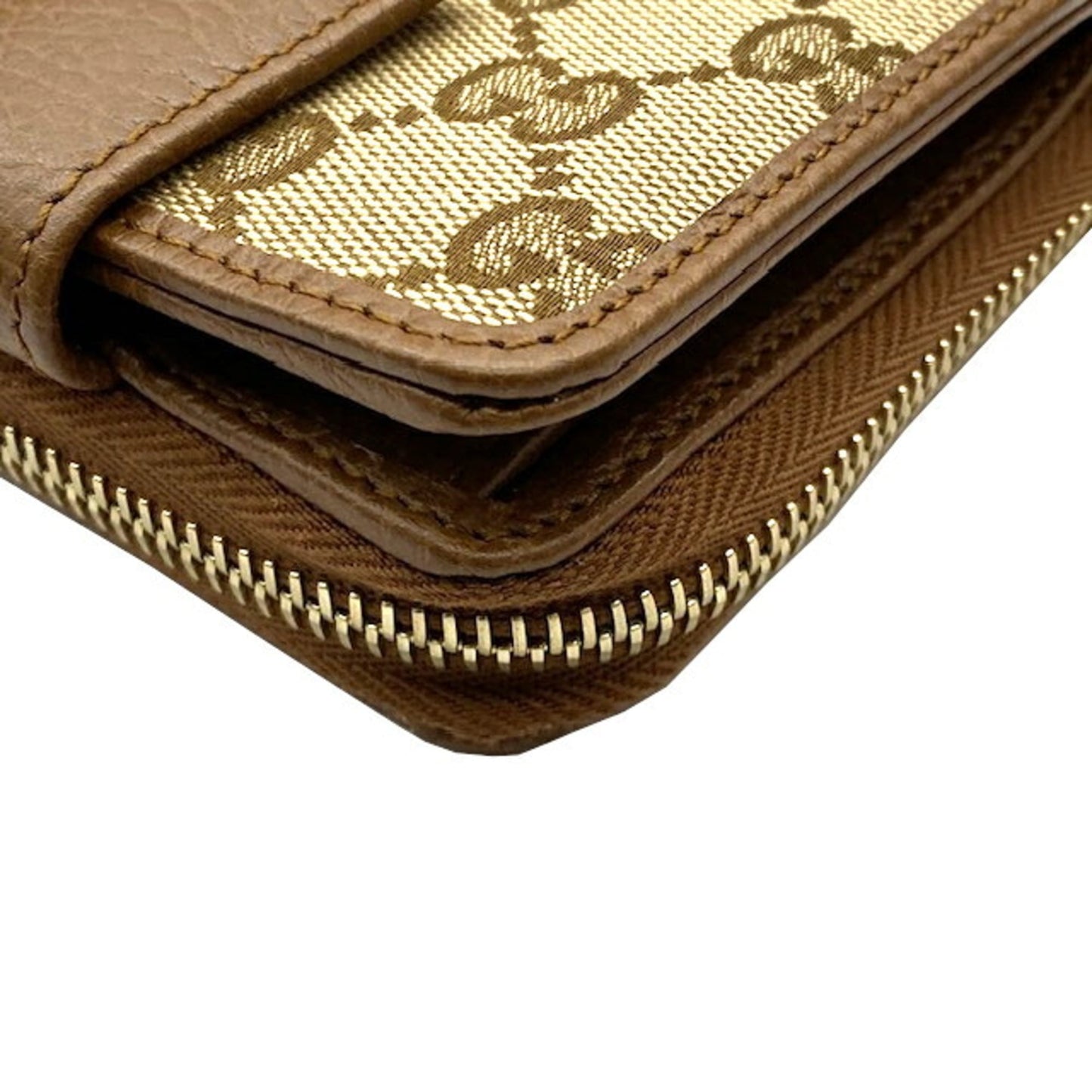 Gucci Beige Brown Gg Canvas Leather Wallet (Bi-Fold) ( )
