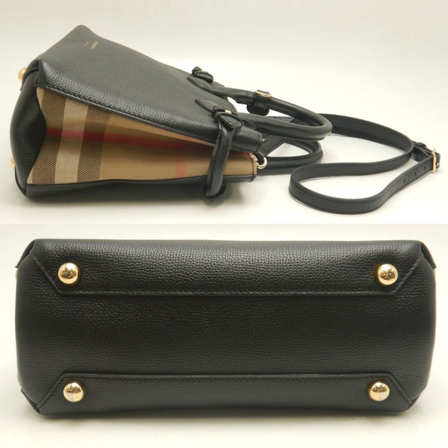 Burberry Black Leather Canvas Handbag ( )