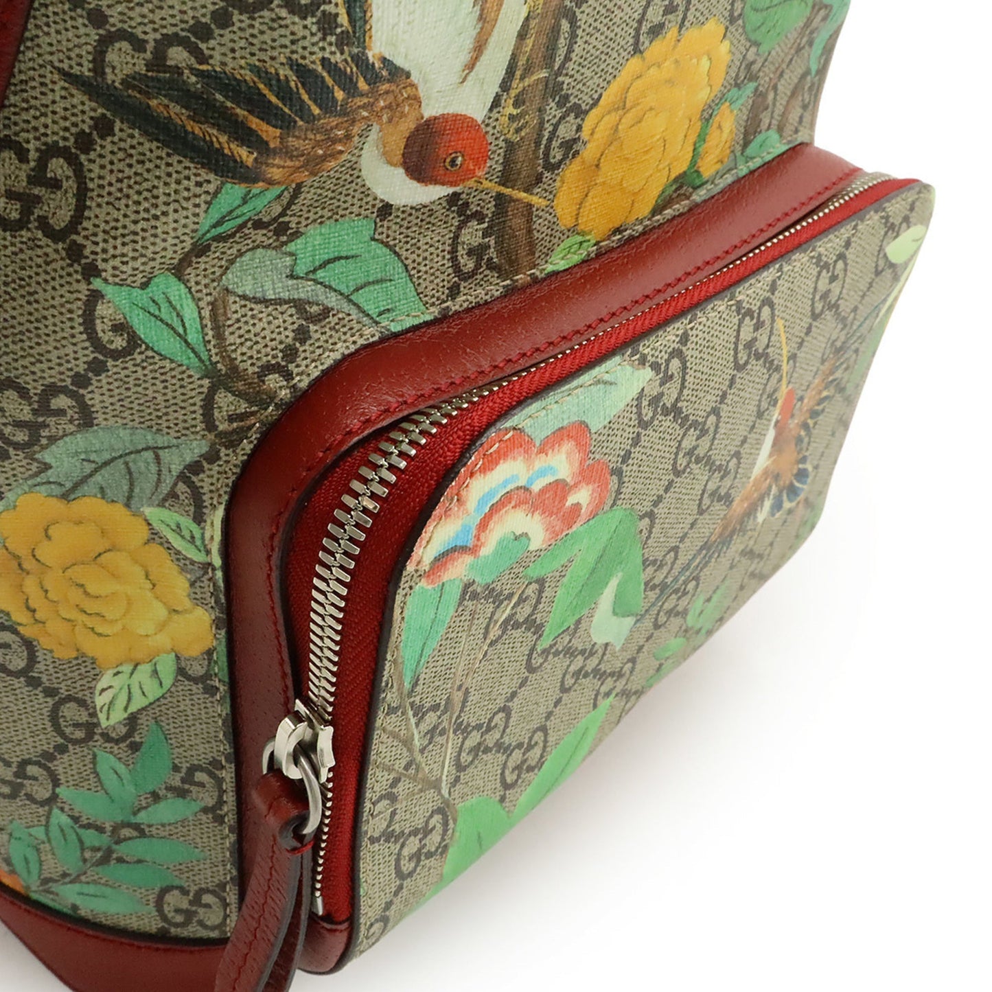 Gucci Beige Multi-Color Red Color Gg Supreme Leather Backpack ( )