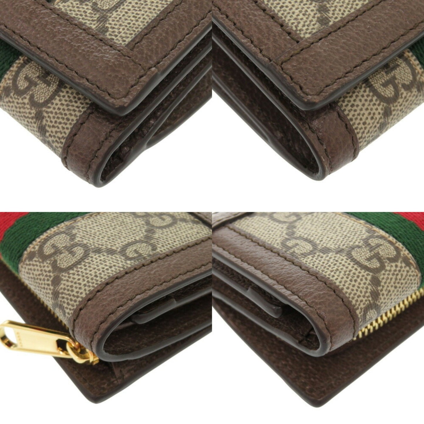 Gucci Beige Brown Gg Supreme Leather Wallet (Tri-Fold) ( )