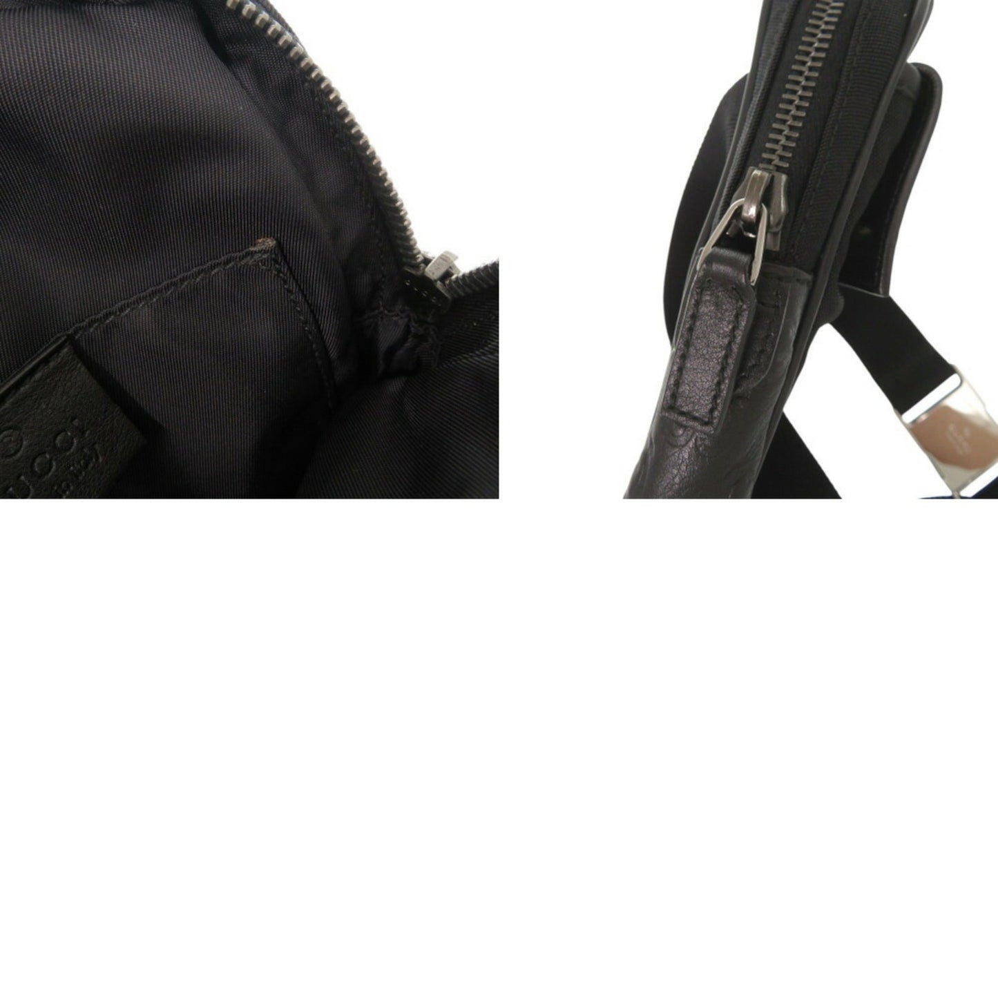Gucci Black Nylon Gg Leather Fanny Pack Shoulder Bag ( )