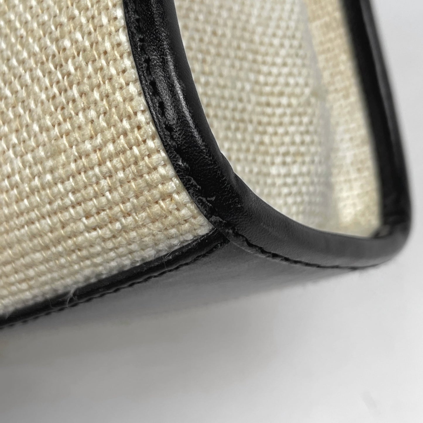 Gucci Black Ivory Fabric Leather Handbag Shoulder Bag ( )