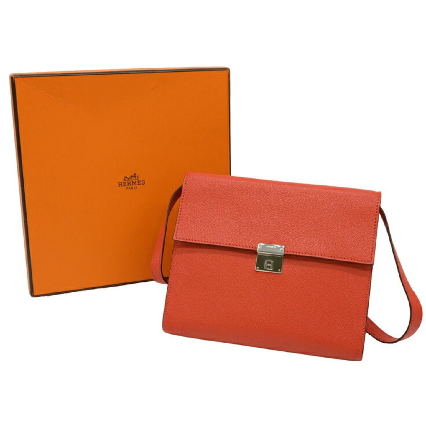 Hermes Orange Chevre Leather Shoulder Bag ( )