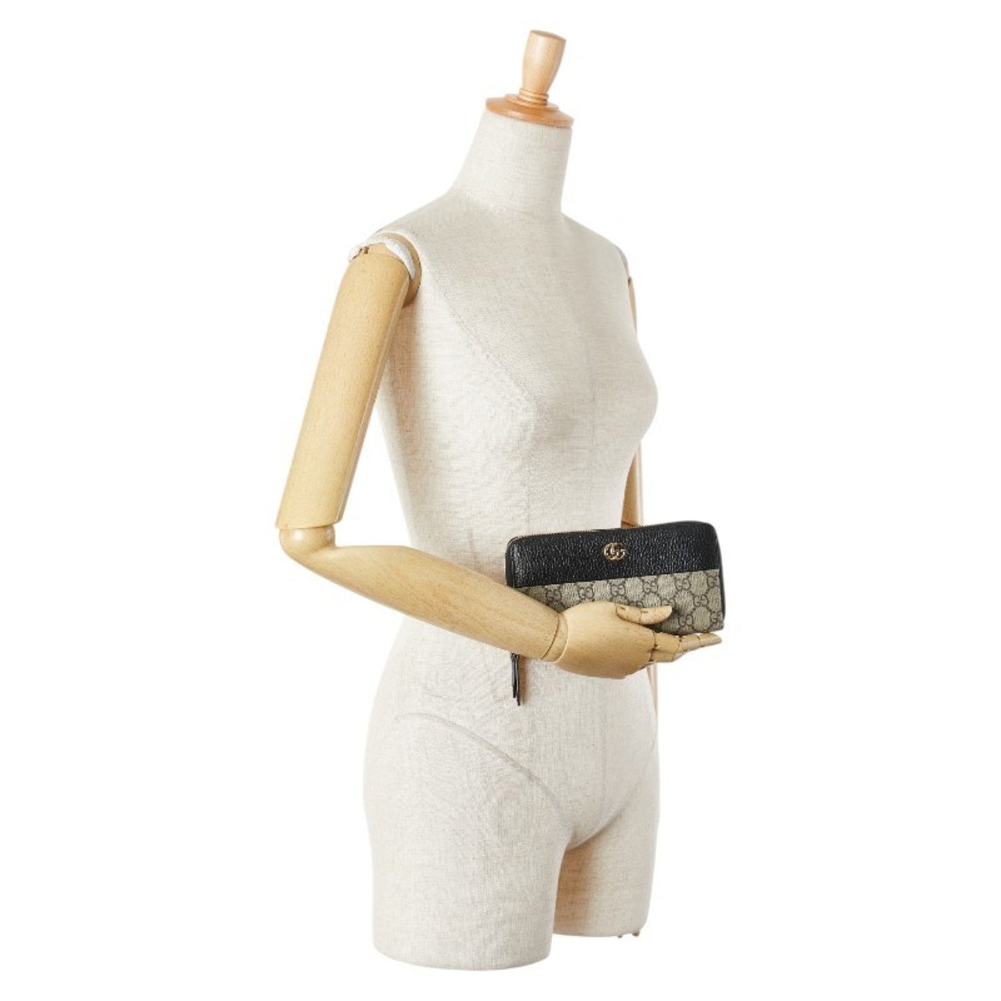 Gucci Beige Black Pvc Leather Long Wallet (Bi-Fold) ( )