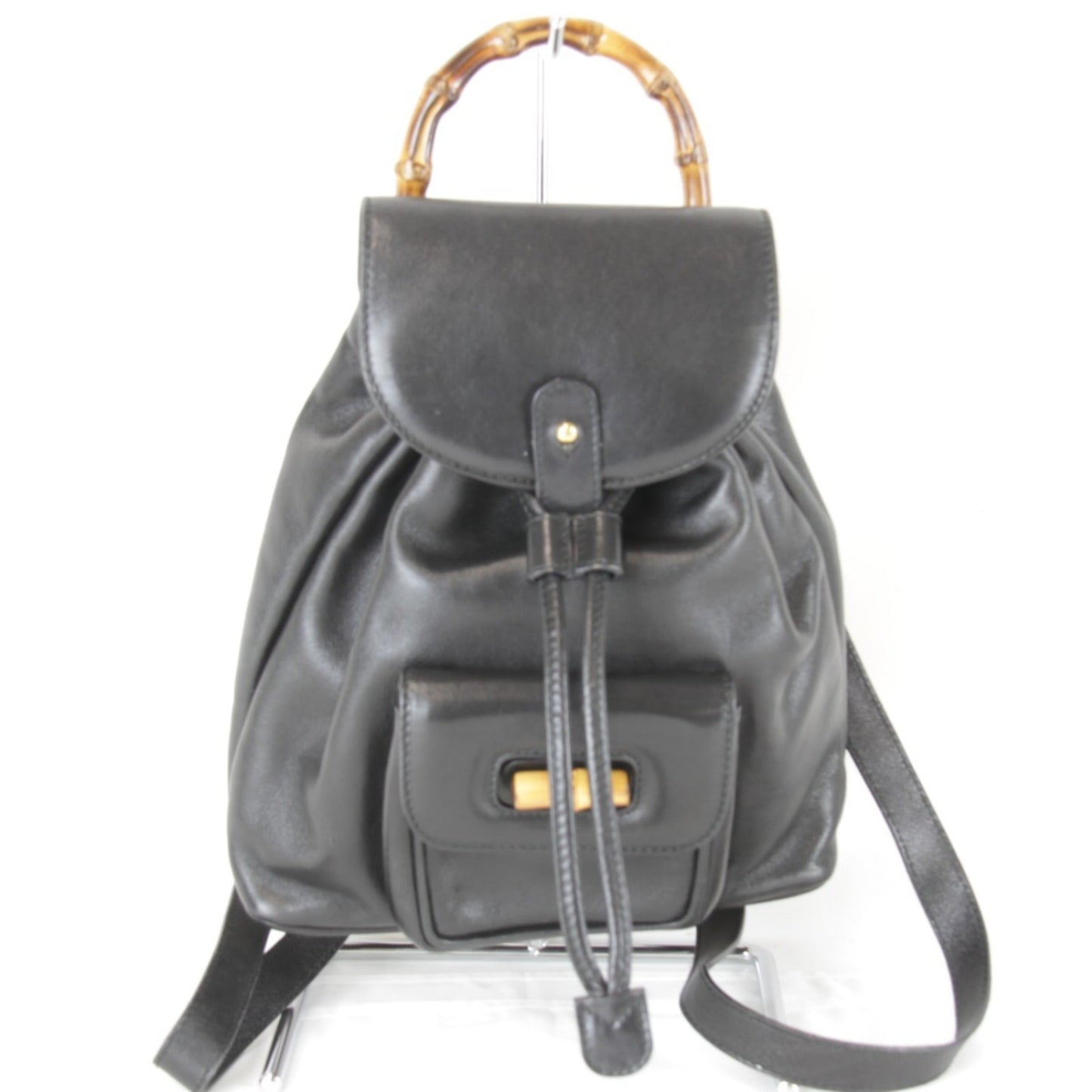 Gucci Black Bamboo Leather Backpack ( )