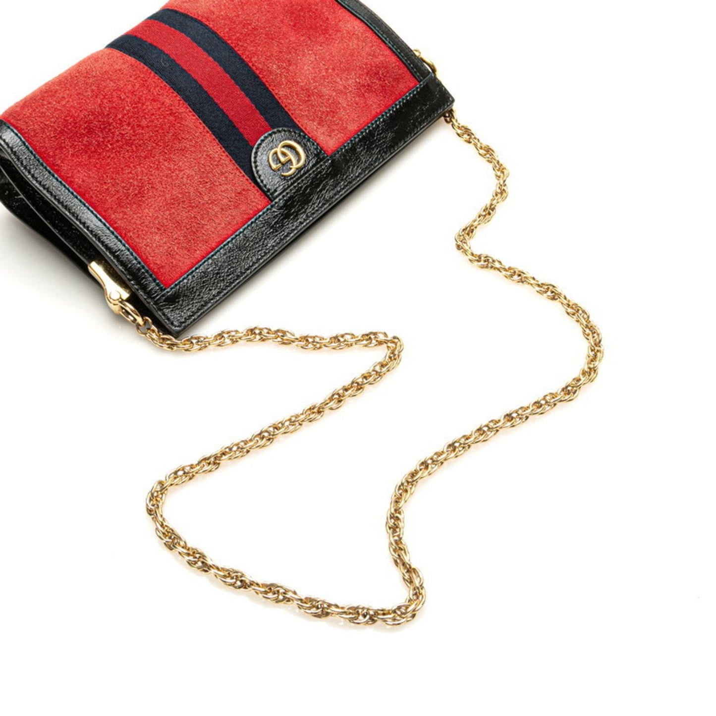 Gucci Black Red Color Leather Shoulder Bag ( )