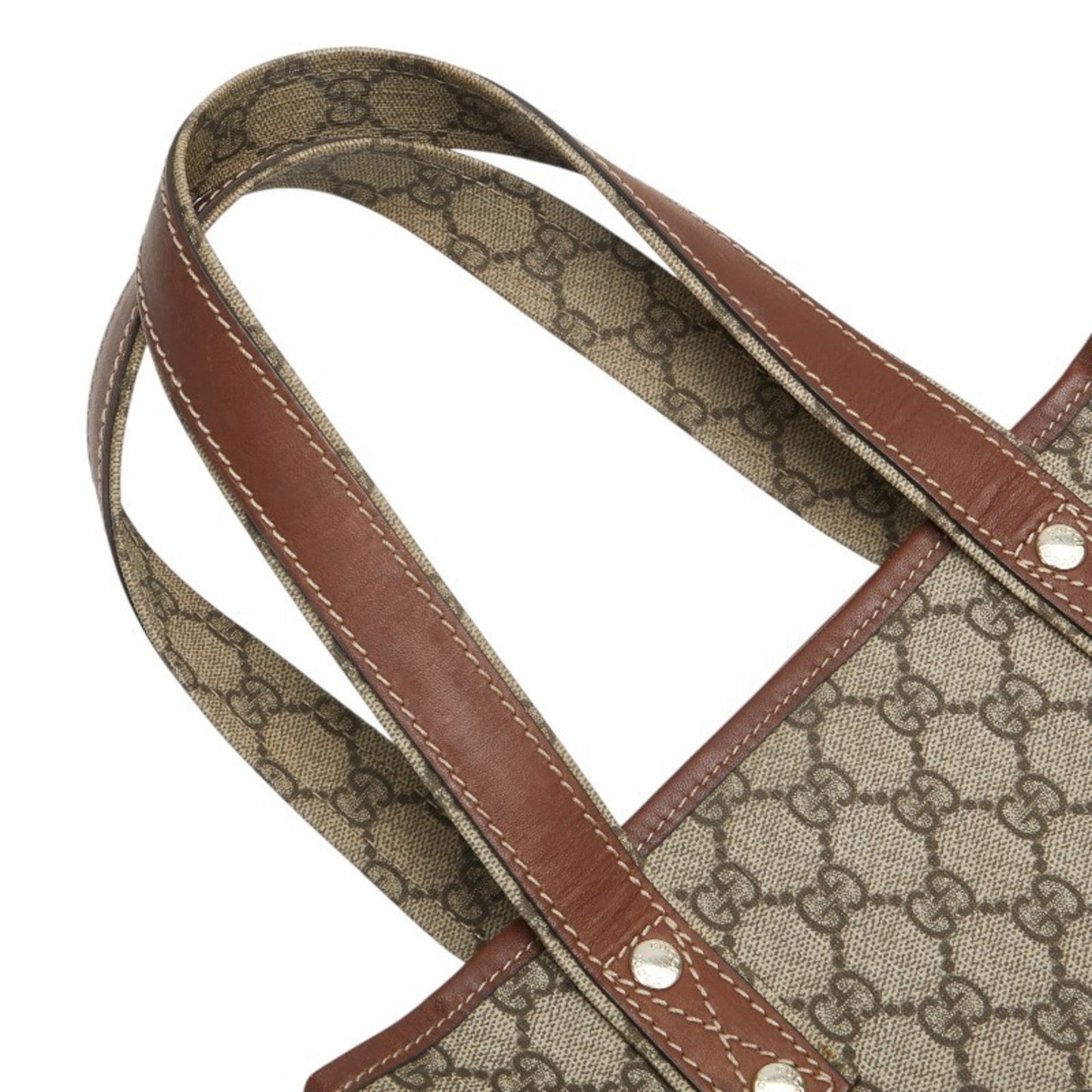 Gucci Sherry Line Beige Brown Pvc Leather Tote Bag ( )