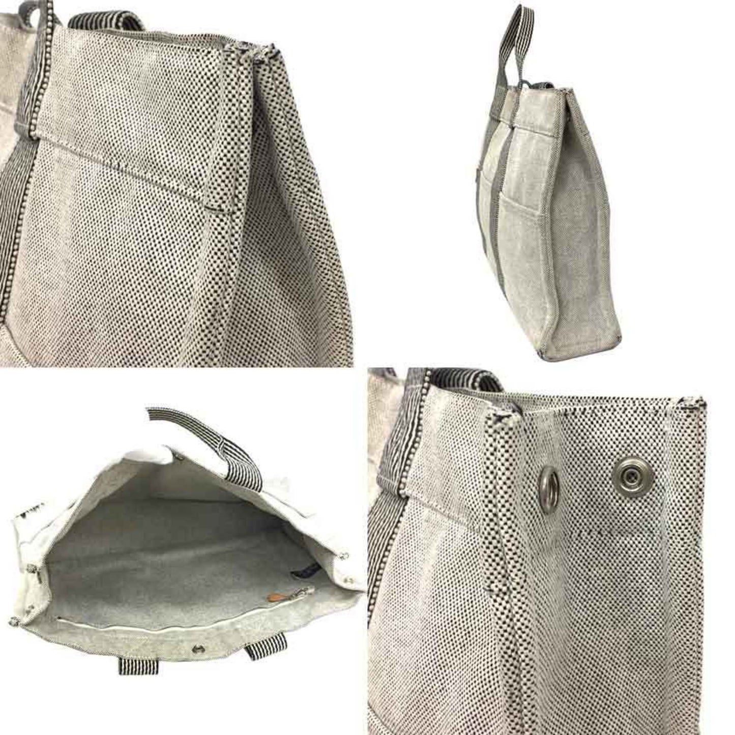 Hermes Gray Cotton Canvas Tote Bag ( )