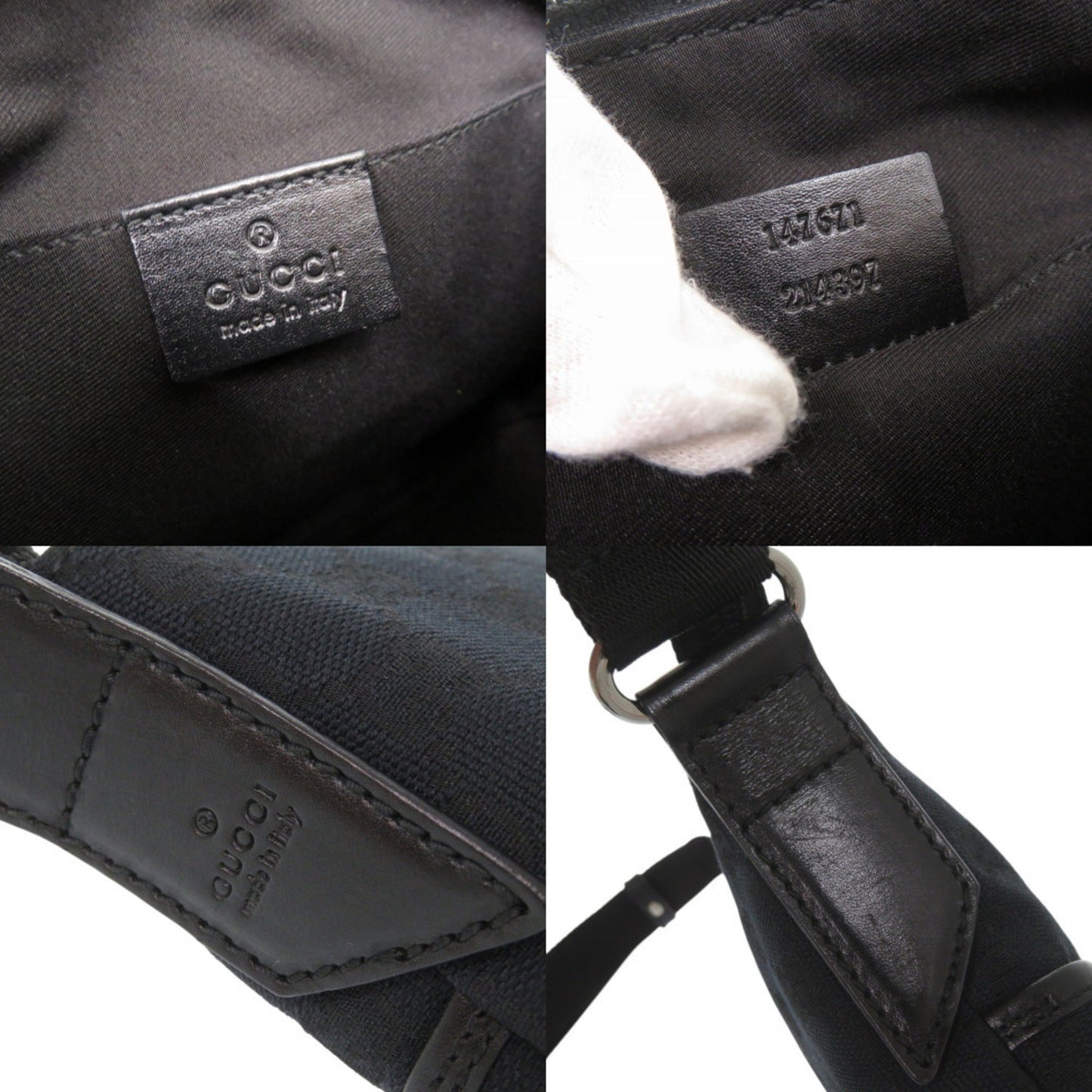 Gucci Gg Canvas Black Gg Canvas Leather Shoulder Bag ( )