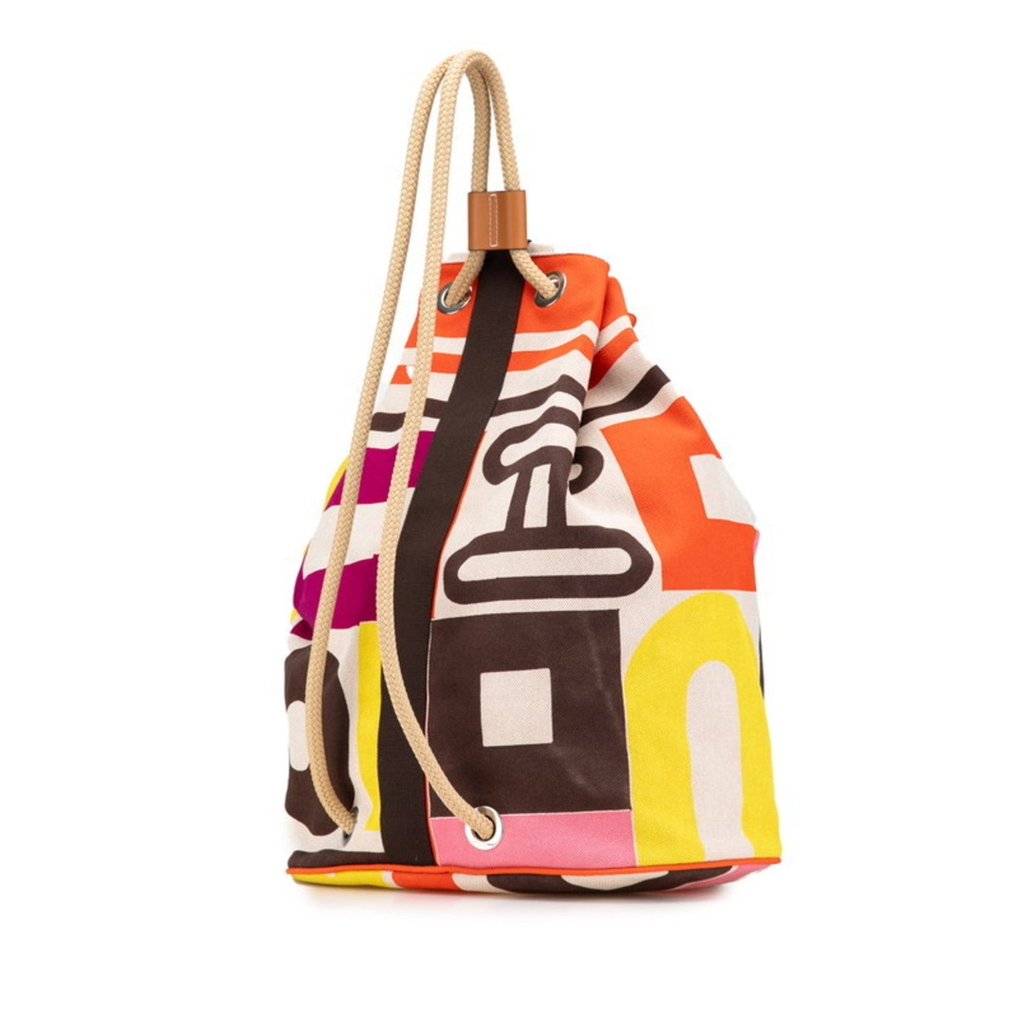 Hermes Multi-Color Vermilion Canvas Shoulder Bag ( )